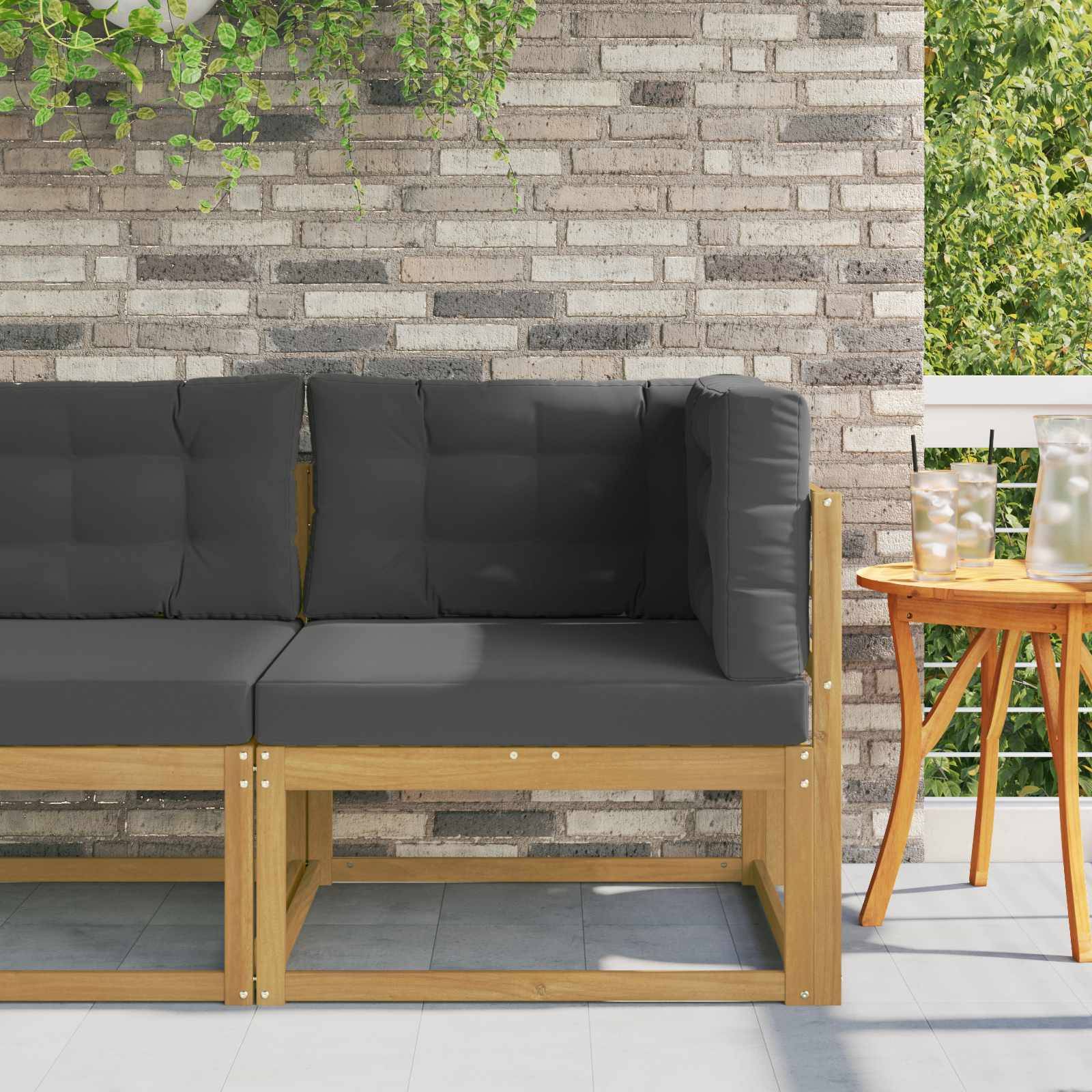 vidaXL Outdoor Ecksofa Polyester Weiß