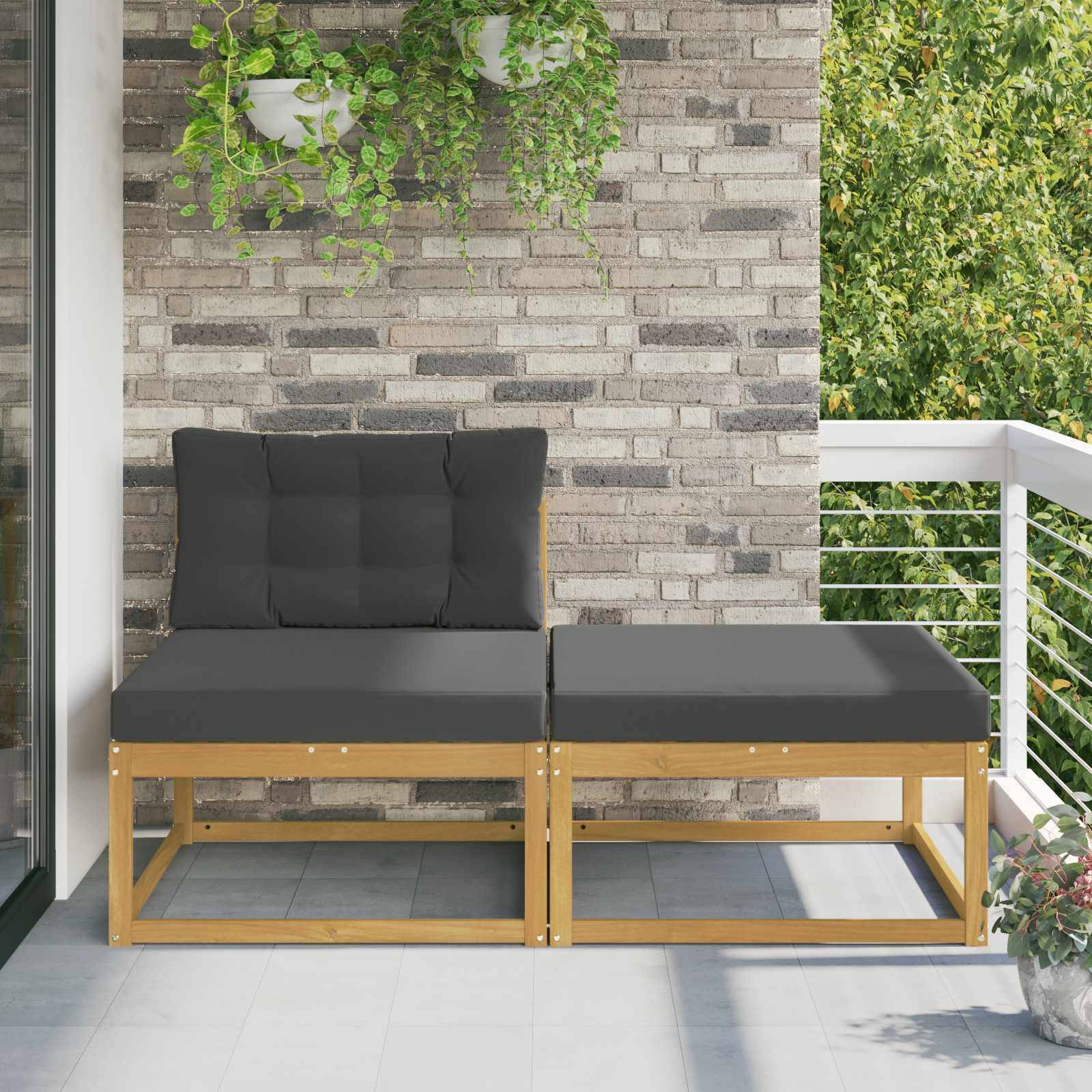 vidaXL 2 Stück Outdoor-Fußhocker Polyester Weiß