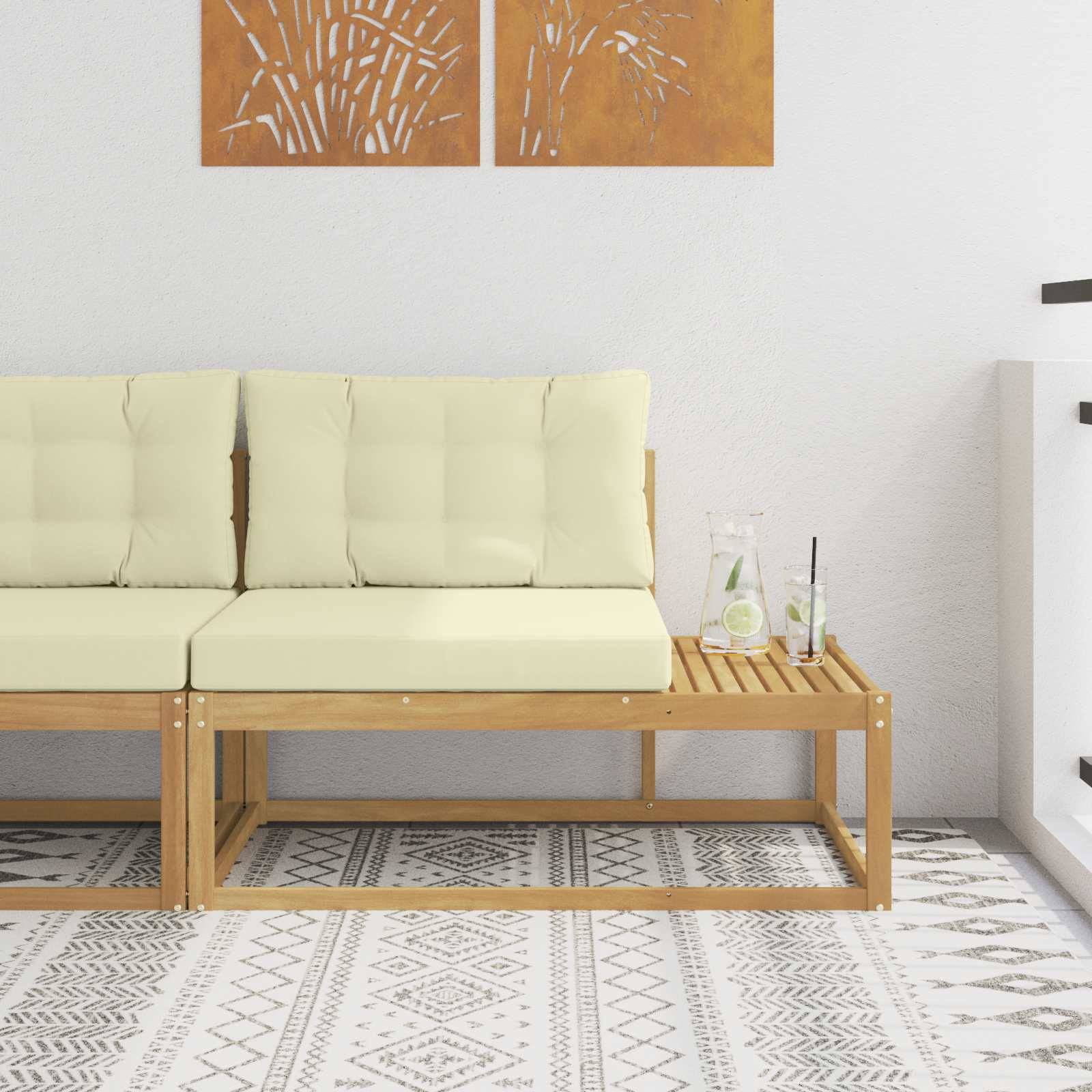 vidaXL Outdoor End Sofa mit Kissen Weiß 115 x 83 x 73 cm Polyester