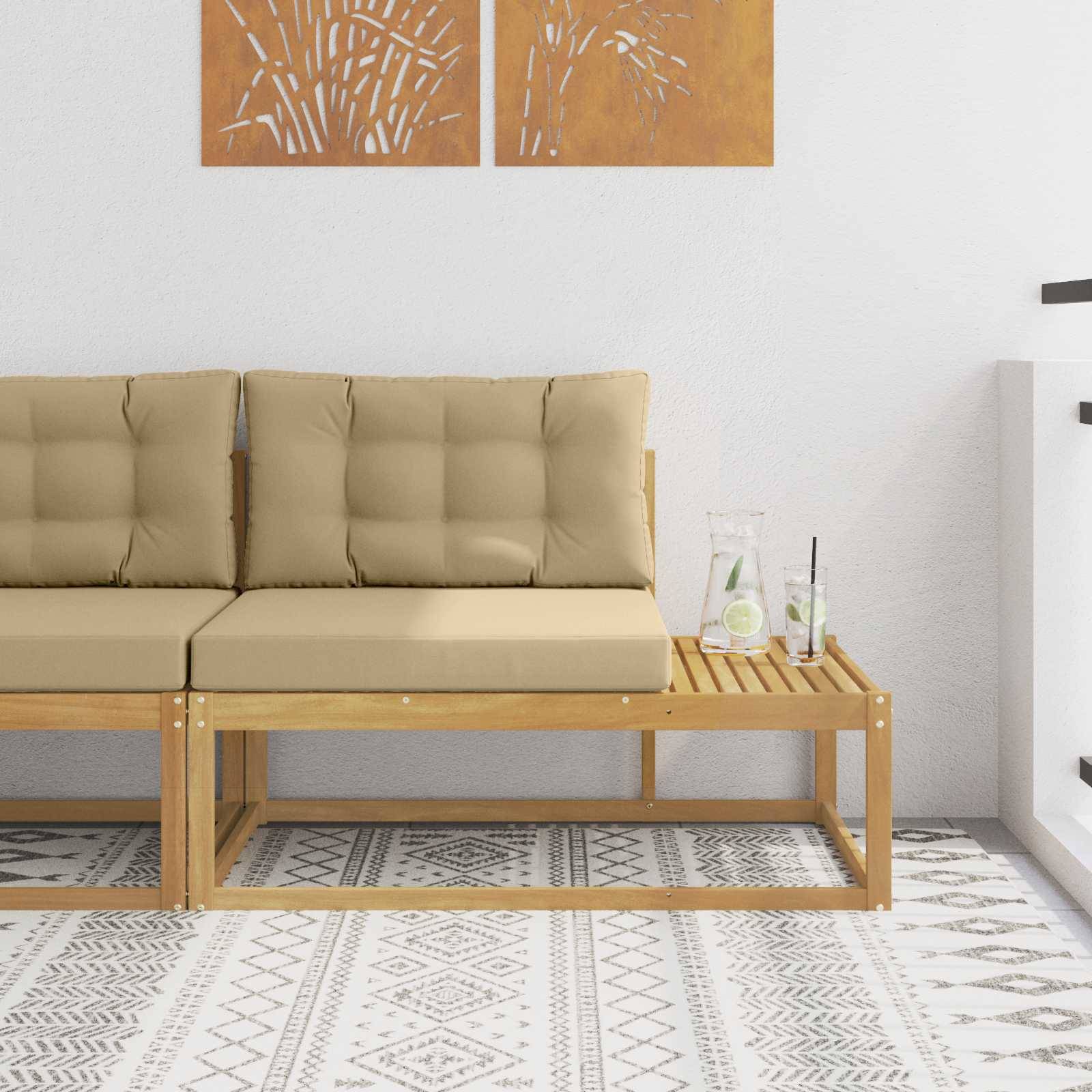 vidaXL Outdoor End Sofa mit Kissen Weiß 115 x 83 x 73 cm Polyester