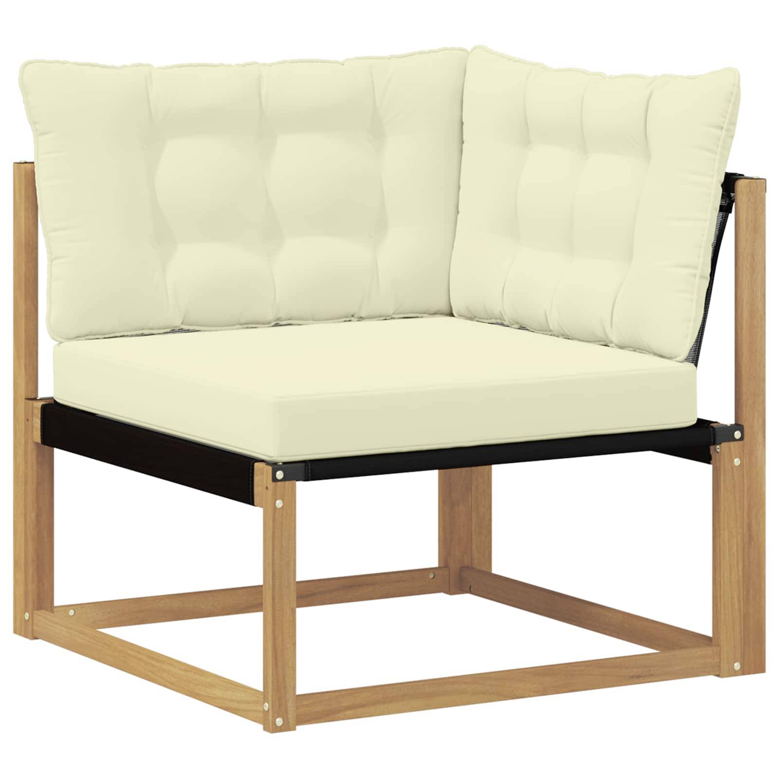 vidaXL Outdoor Ecksofa Massives Akazienholz und Textilene Weiß