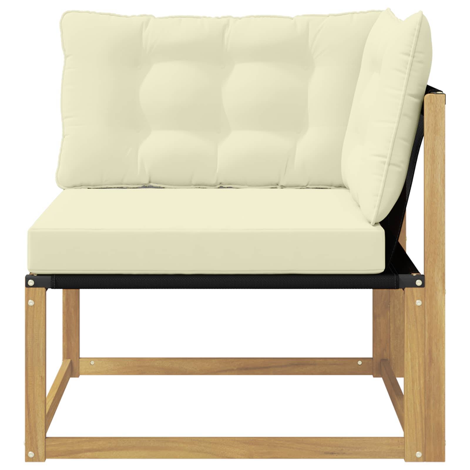 vidaXL Outdoor Ecksofa Massives Akazienholz und Textilene Weiß