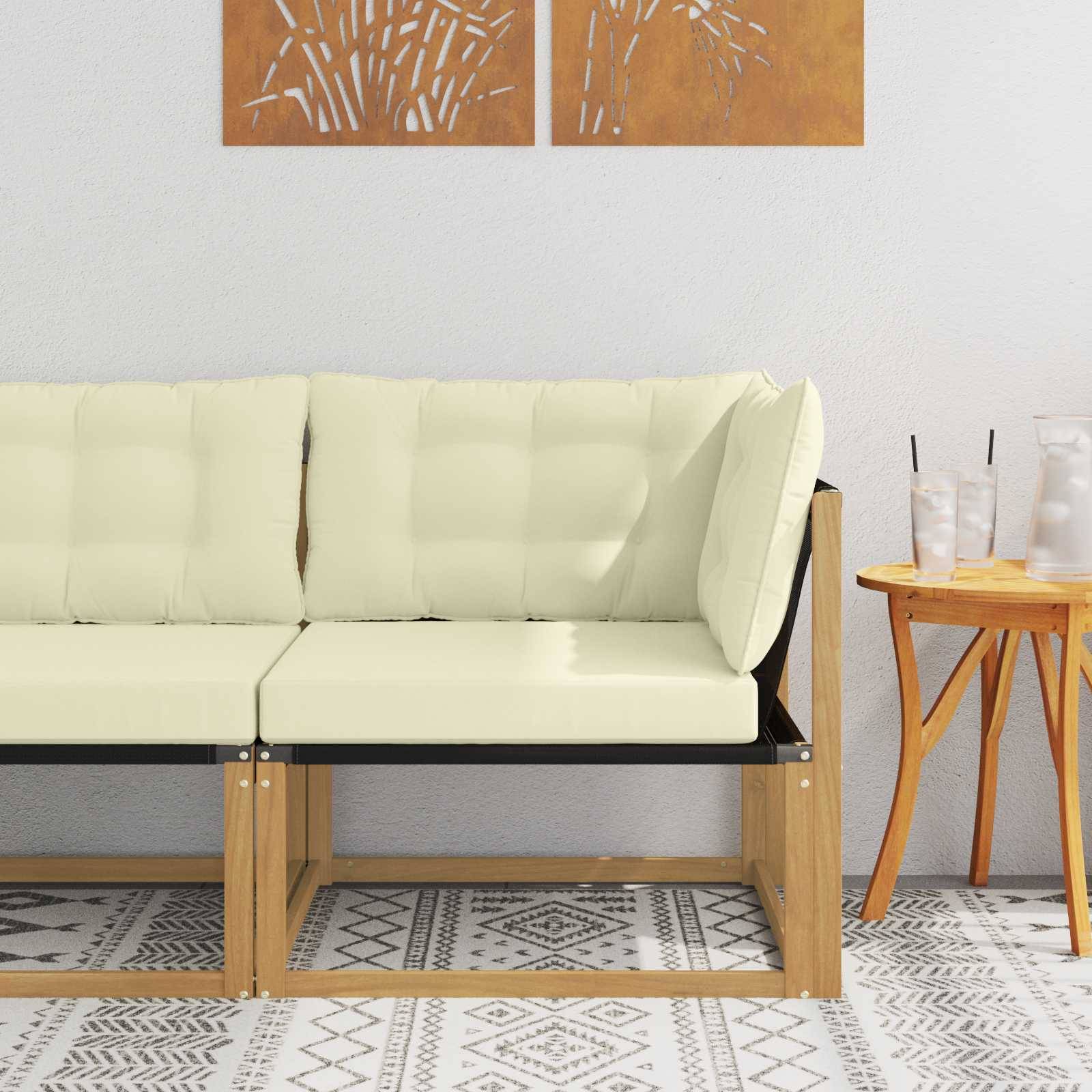 vidaXL Outdoor Ecksofa Massives Akazienholz und Textilene Weiß