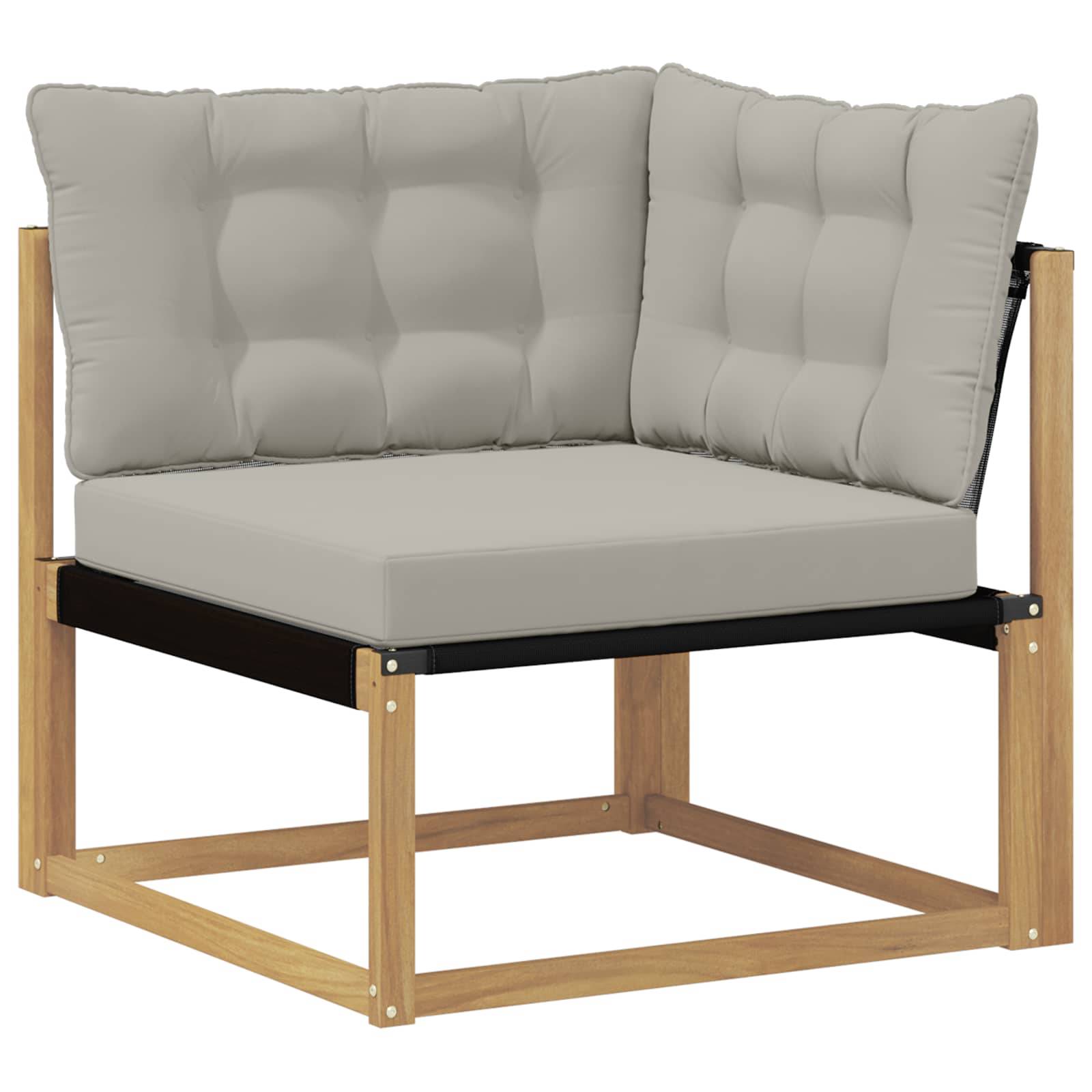 vidaXL Outdoor Ecksofa Massives Akazienholz und Textilene Weiß