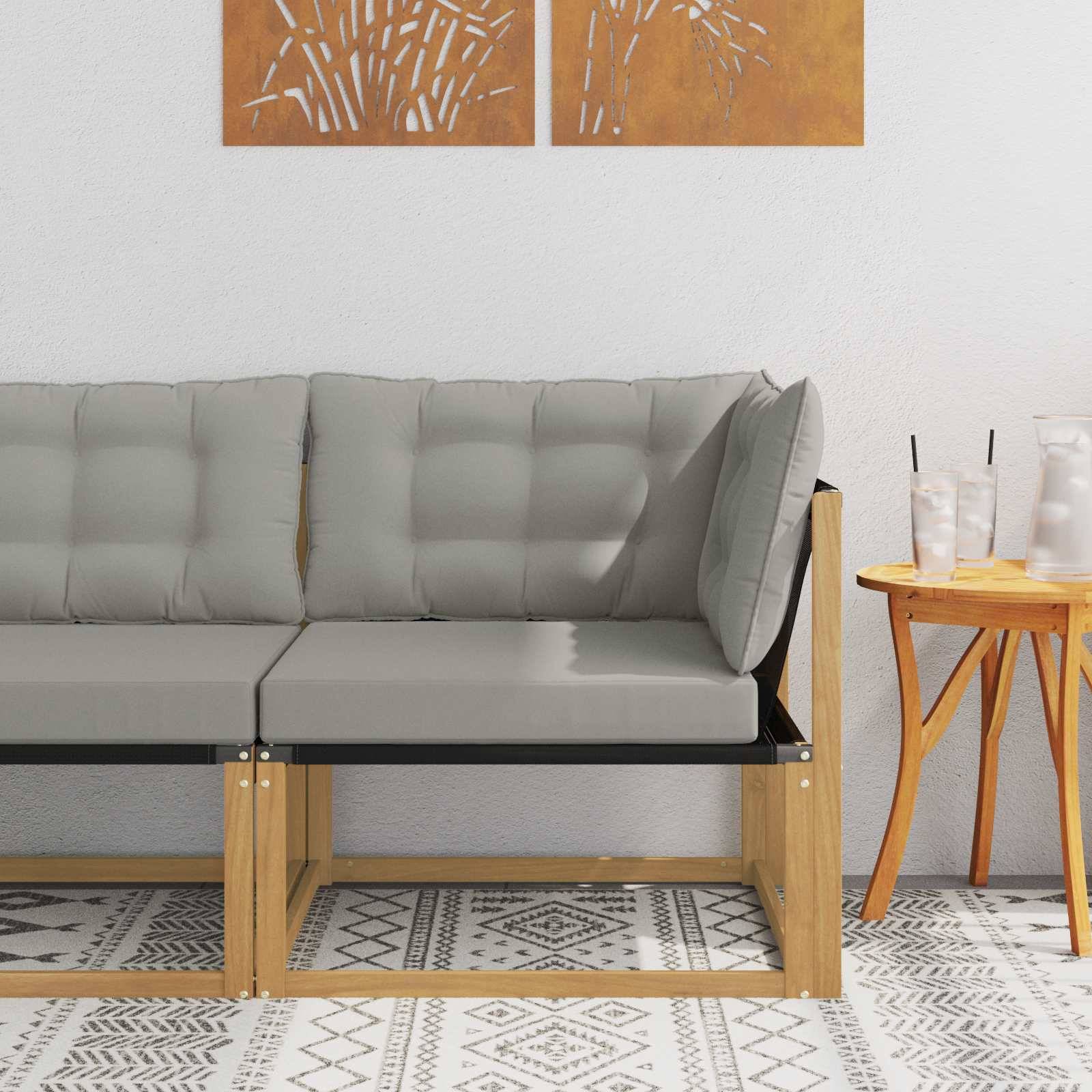 vidaXL Outdoor Ecksofa Massives Akazienholz und Textilene Weiß