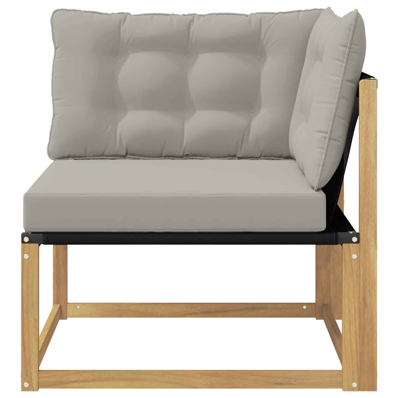 vidaXL Outdoor Ecksofa Massives Akazienholz und Textilene Weiß
