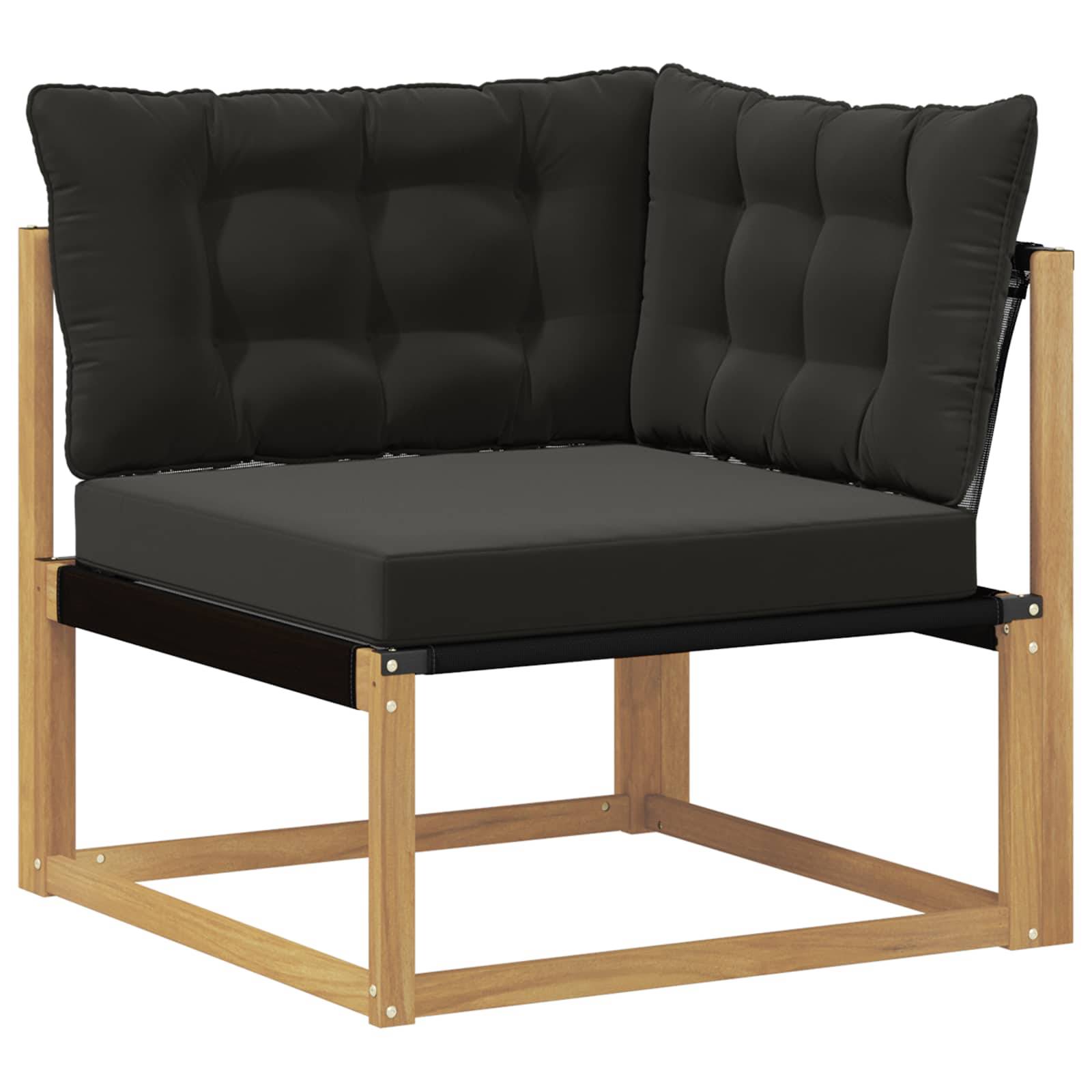 vidaXL Outdoor Ecksofa Massives Akazienholz und Textilene Weiß