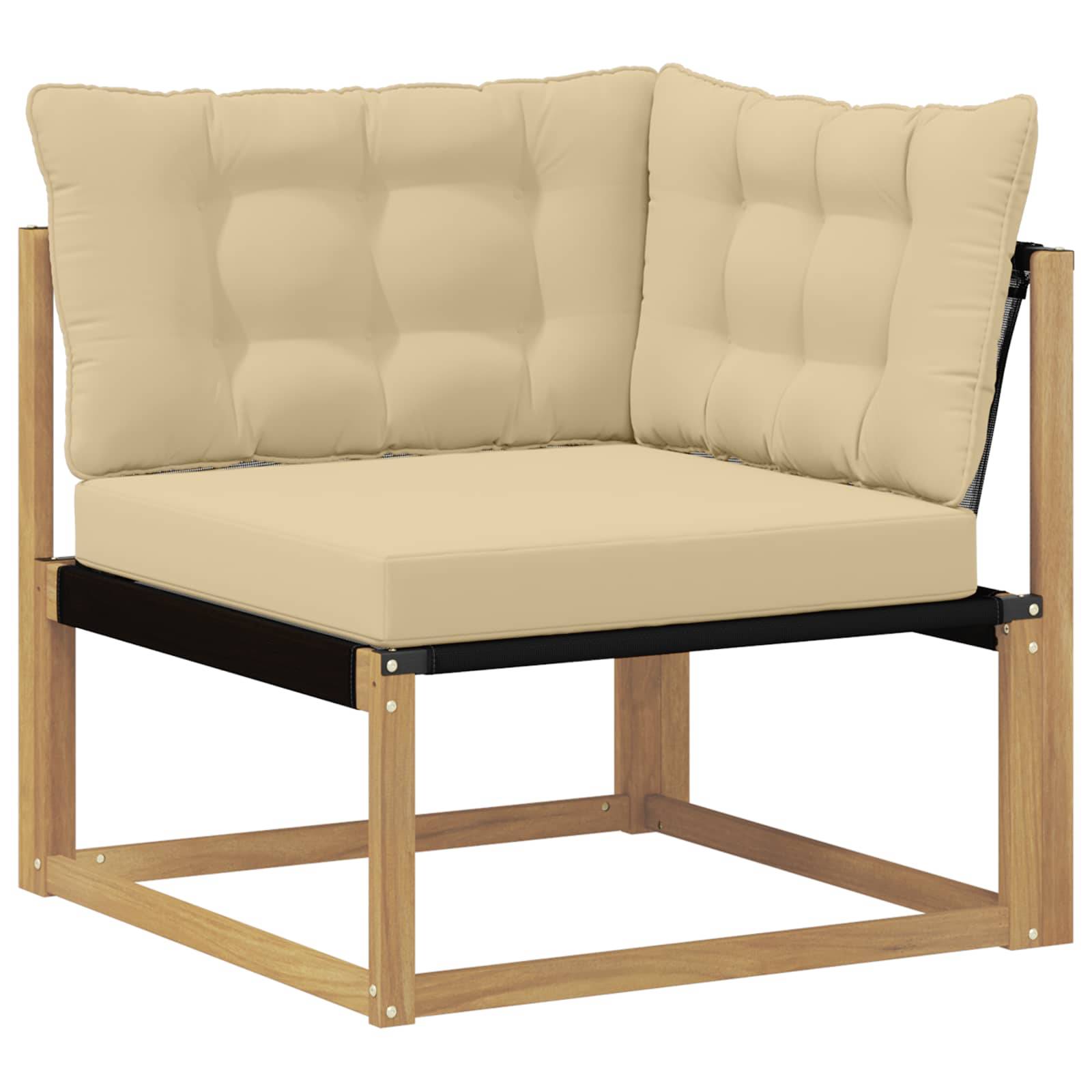 vidaXL Outdoor Ecksofa Massives Akazienholz und Textilene Weiß