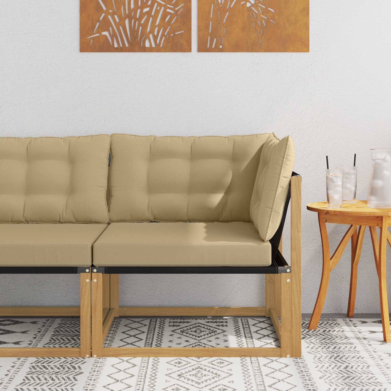 vidaXL Outdoor Ecksofa Massives Akazienholz und Textilene Weiß
