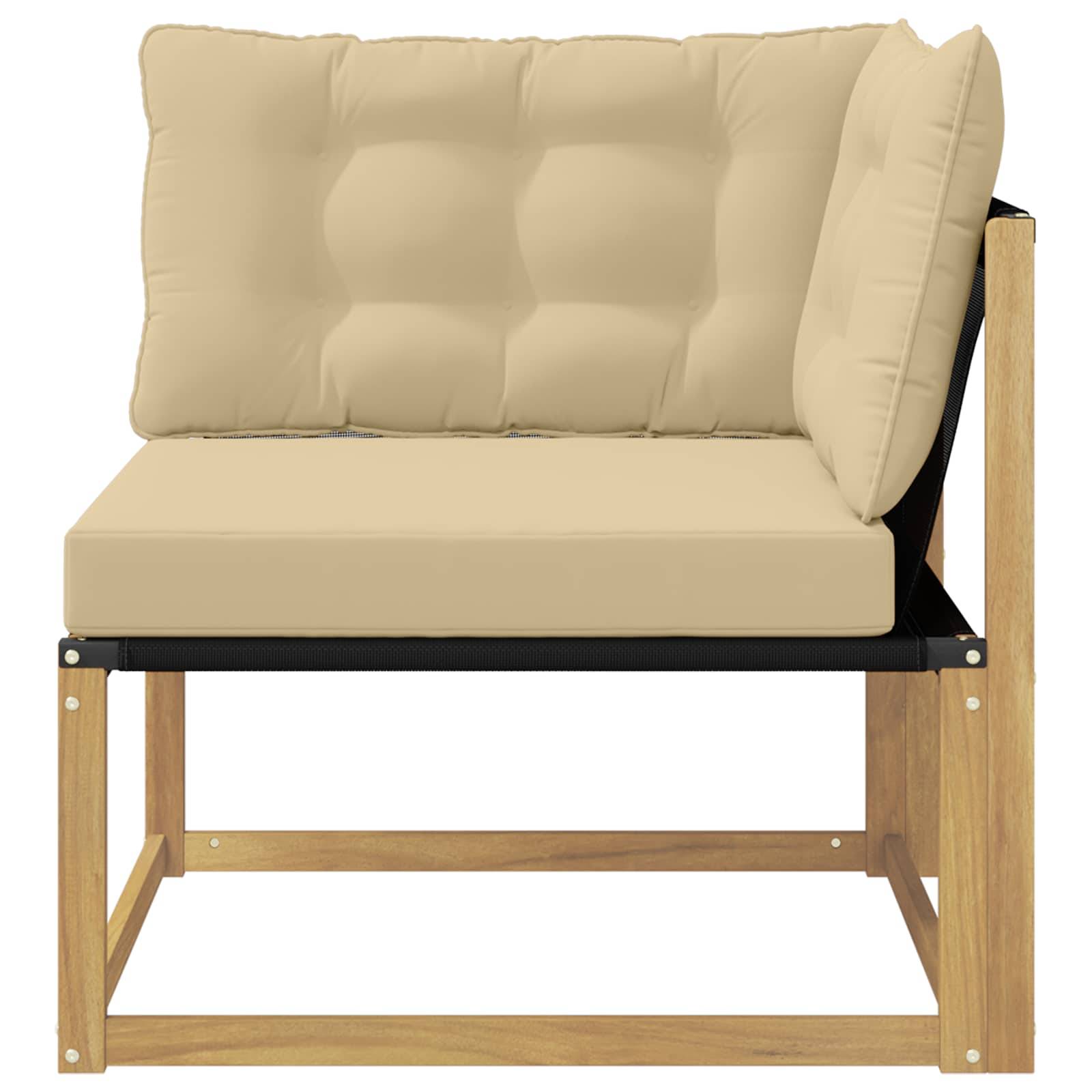 vidaXL Outdoor Ecksofa Massives Akazienholz und Textilene Weiß