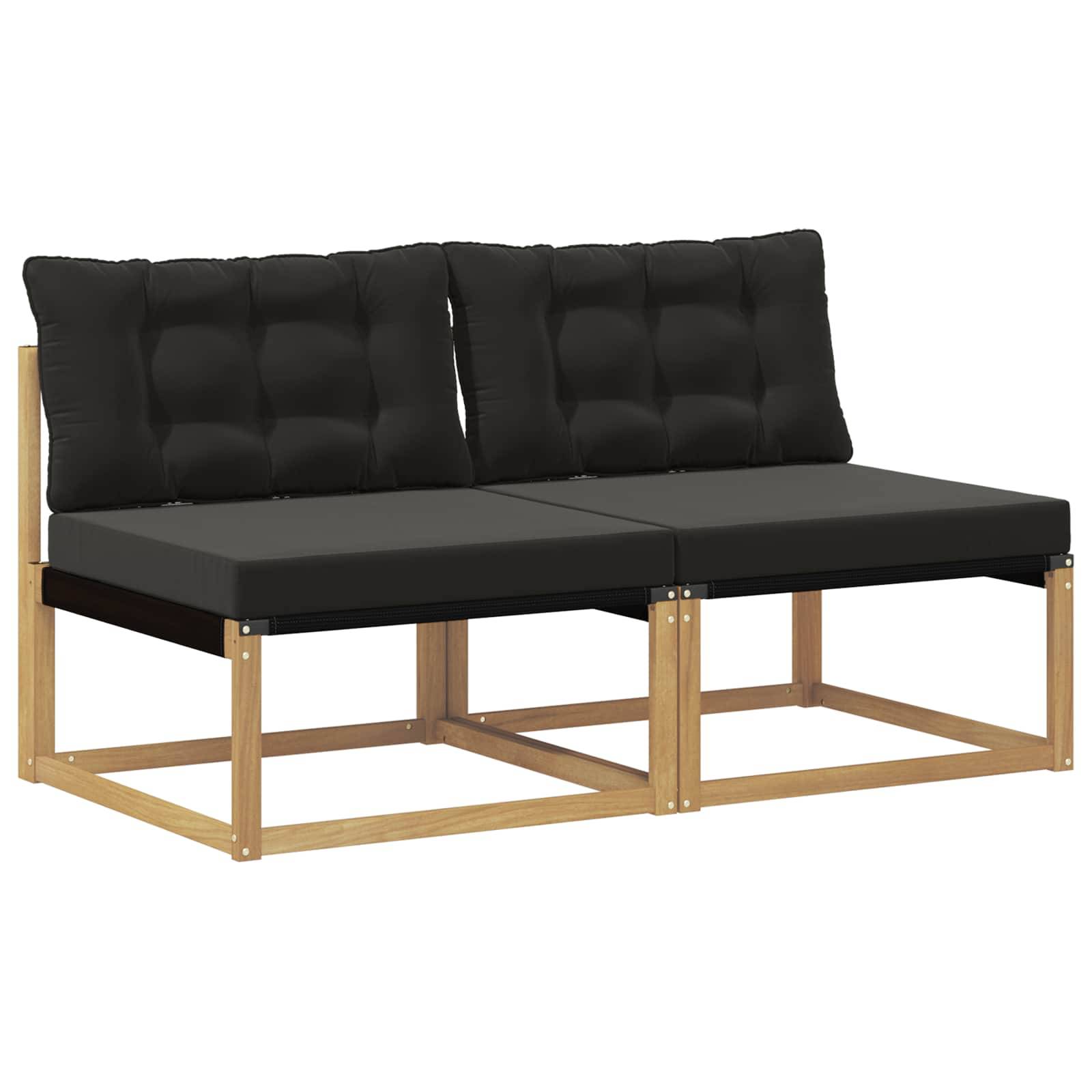 vidaXL Outdoor Mittelsofa Massives Akazienholz und Textilene Weiß