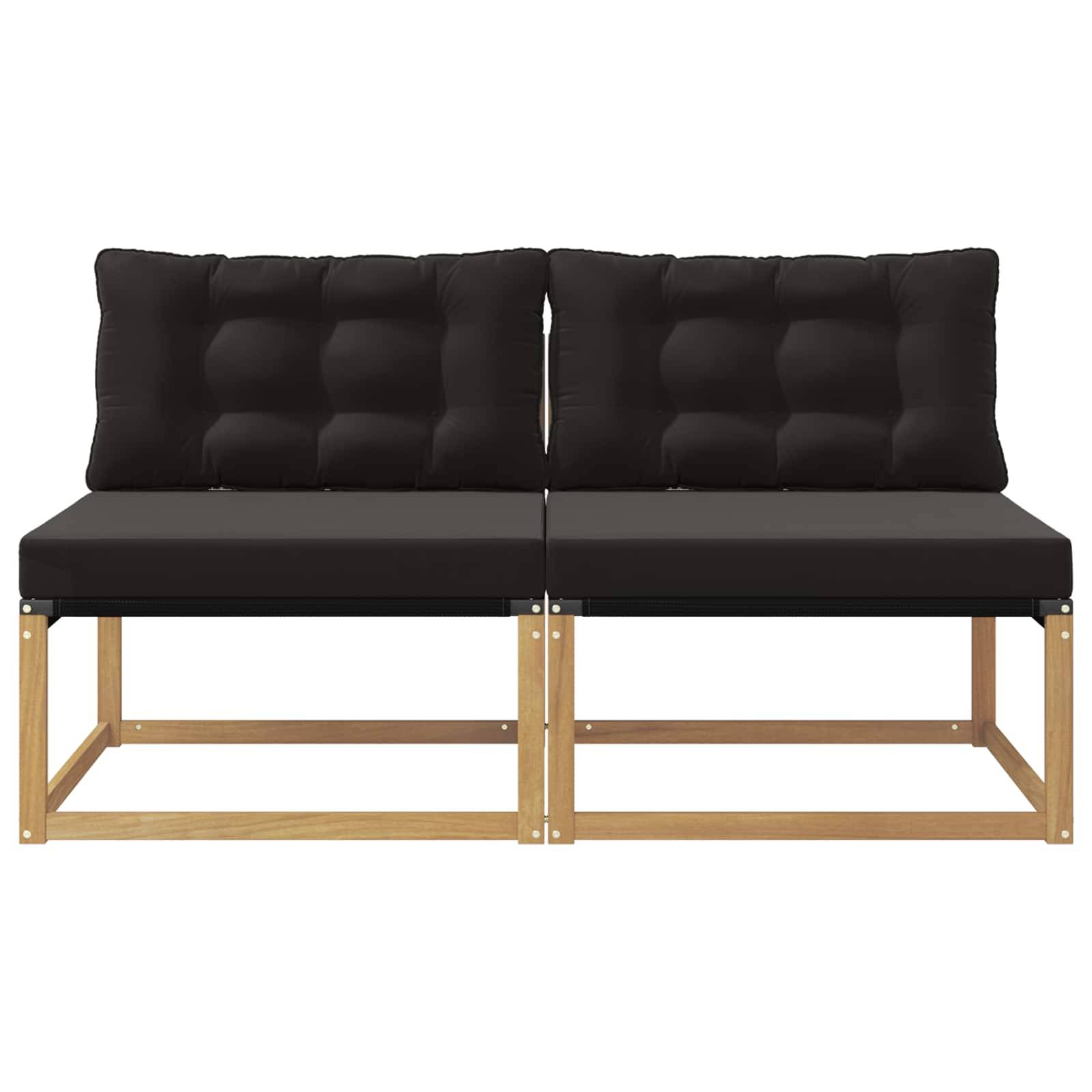 vidaXL Outdoor Mittelsofa Massives Akazienholz und Textilene Weiß
