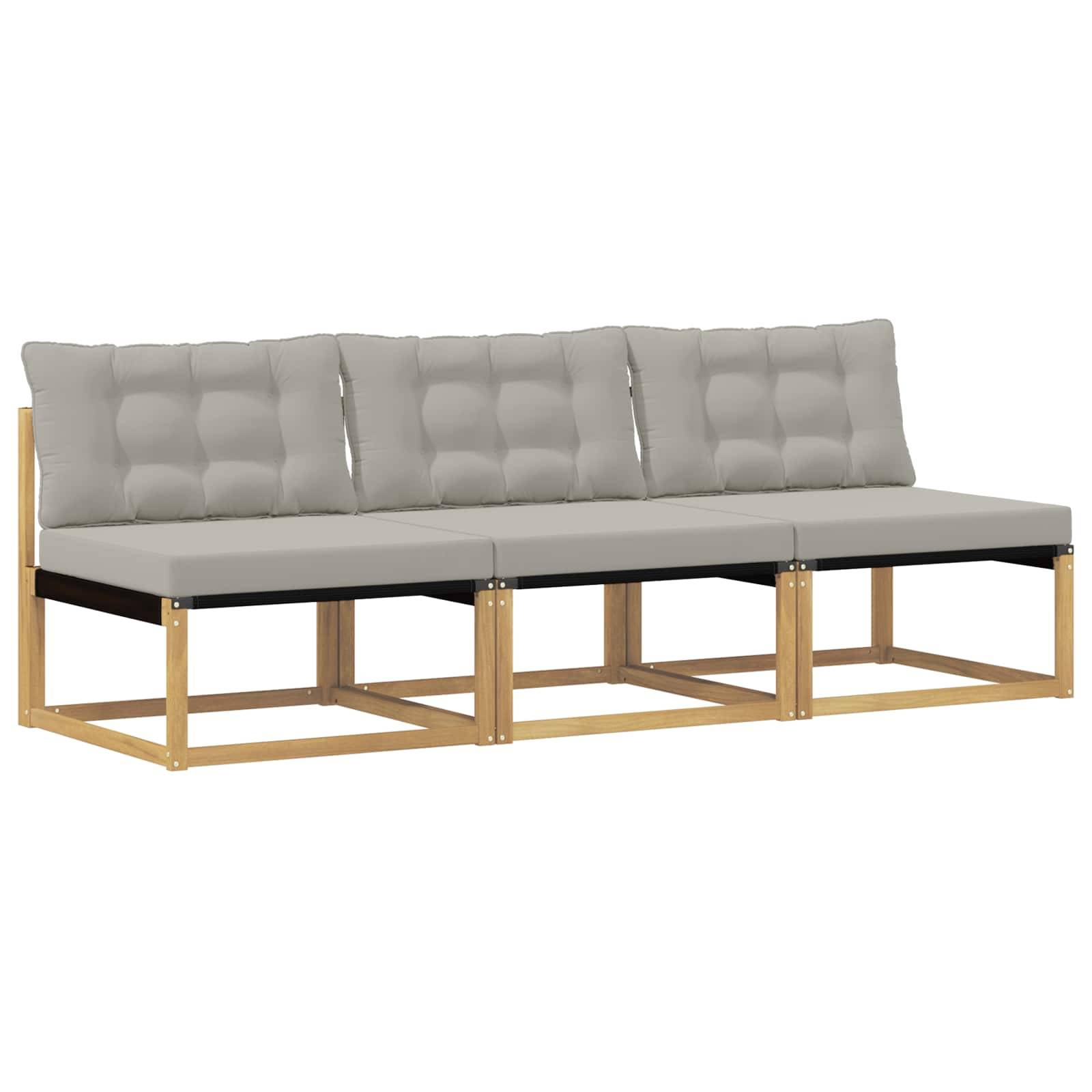 vidaXL Outdoor Mittelsofa Massives Akazienholz und Textilene Weiß