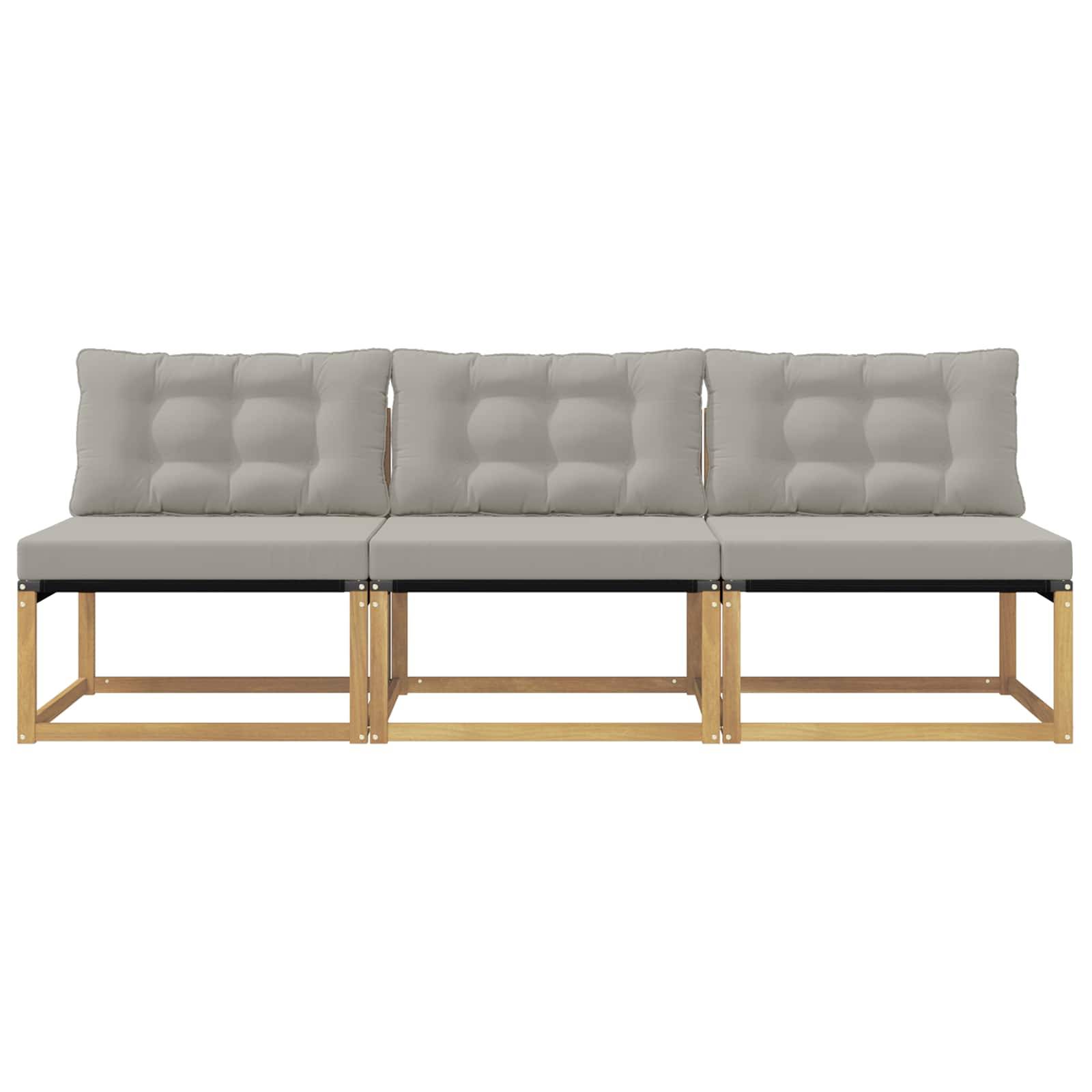 vidaXL Outdoor Mittelsofa Massives Akazienholz und Textilene Weiß