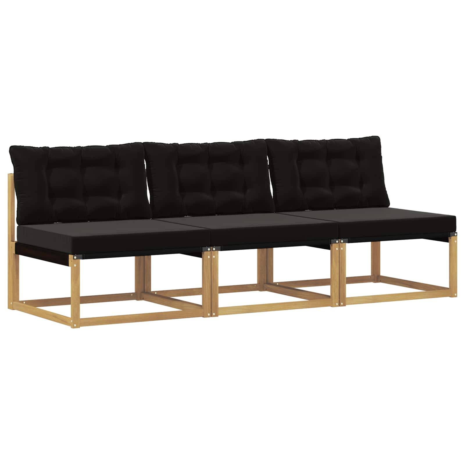 vidaXL Outdoor Mittelsofa Massives Akazienholz und Textilene Weiß