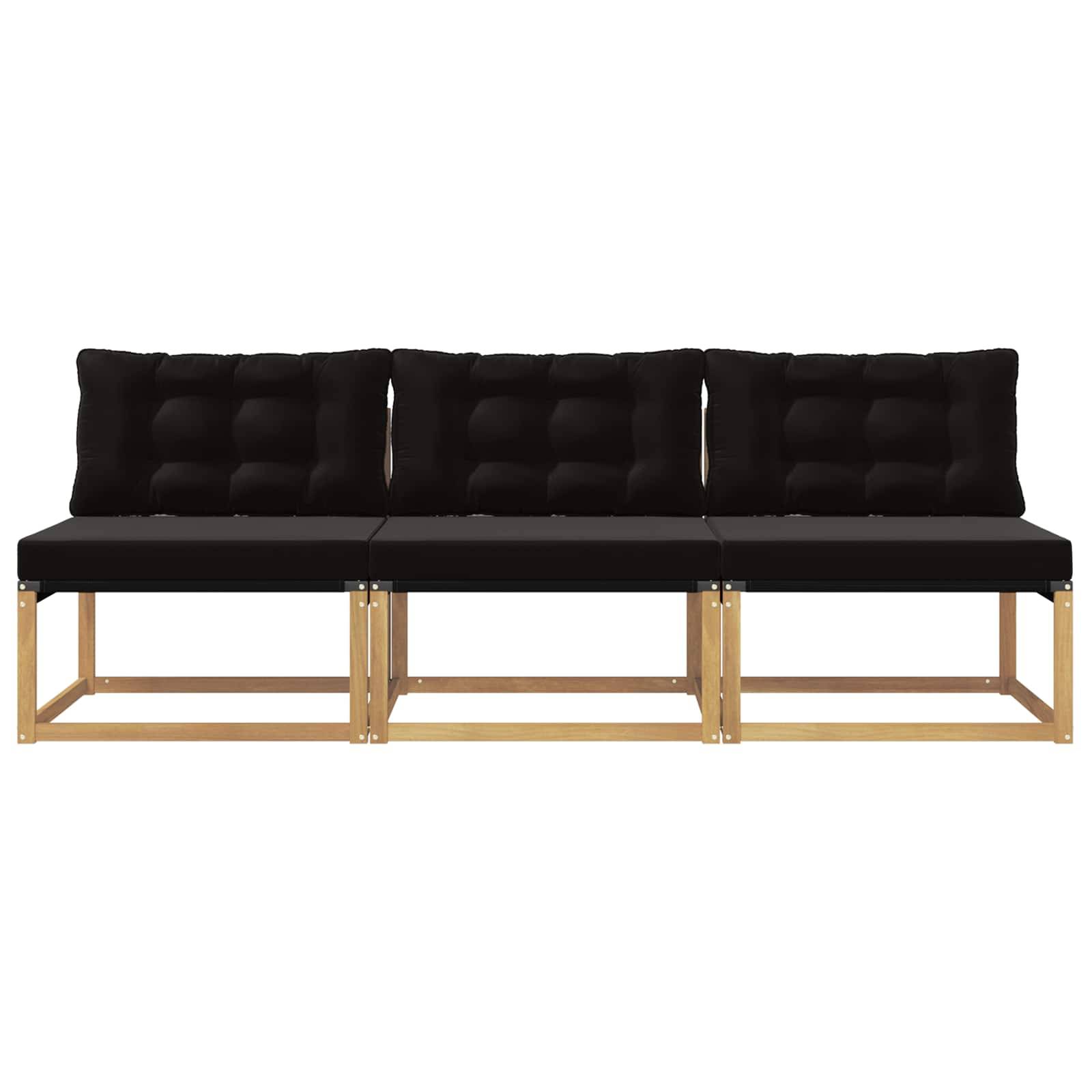 vidaXL Outdoor Mittelsofa Massives Akazienholz und Textilene Weiß