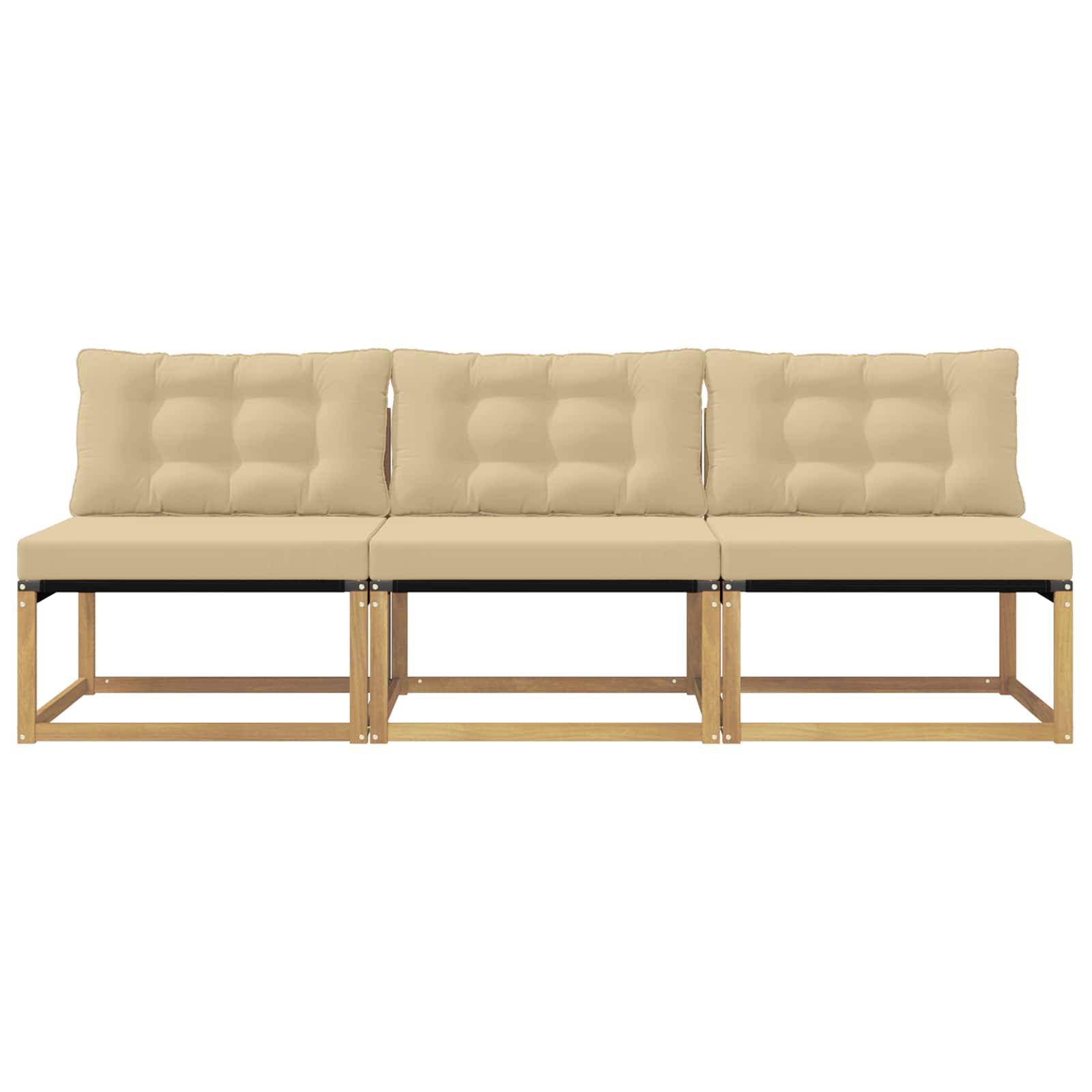 vidaXL Outdoor Mittelsofa Massives Akazienholz und Textilene Weiß