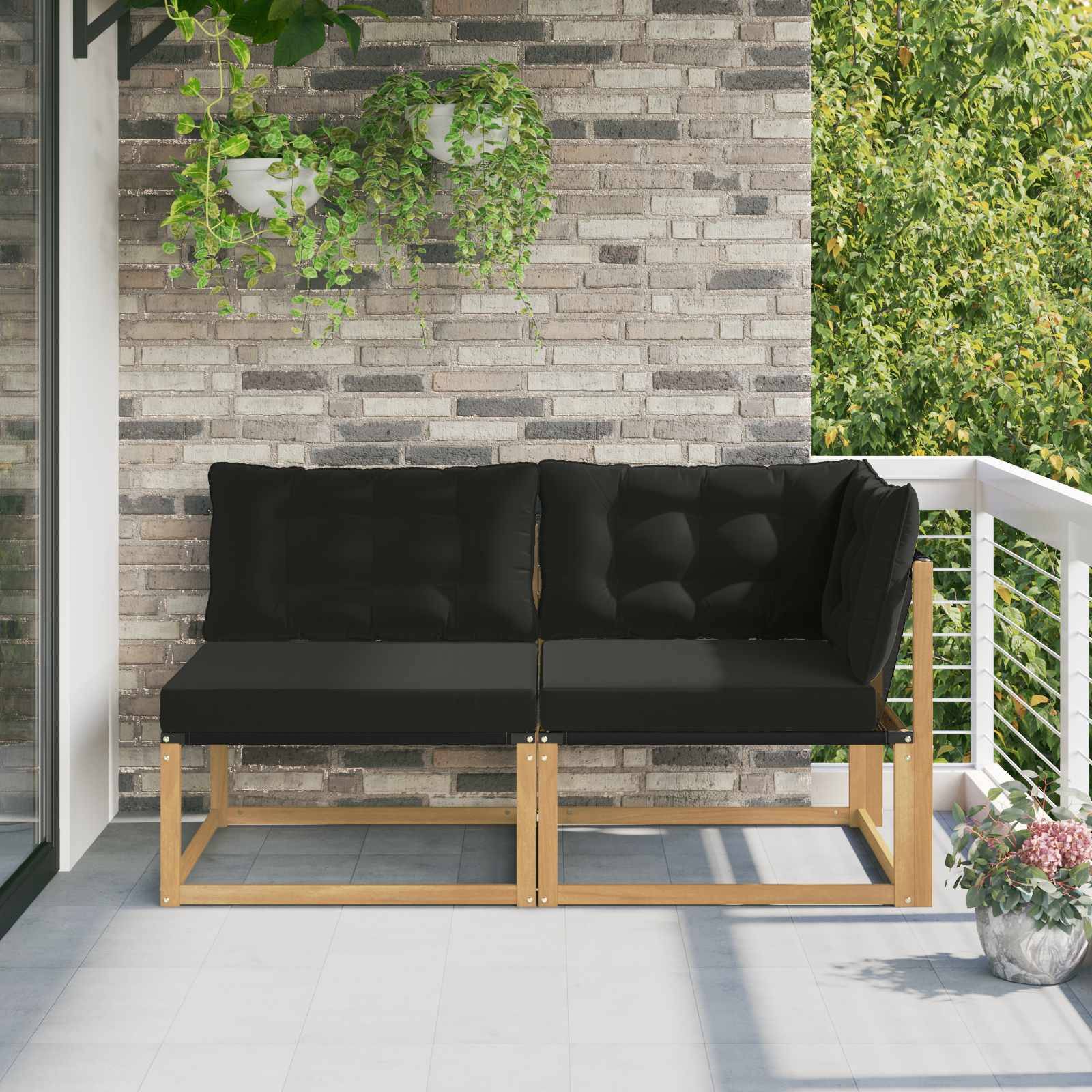 vidaXL Sectional Sofa Einheiten mit Kissen Weiß 162,5 x 83 x 73 cm