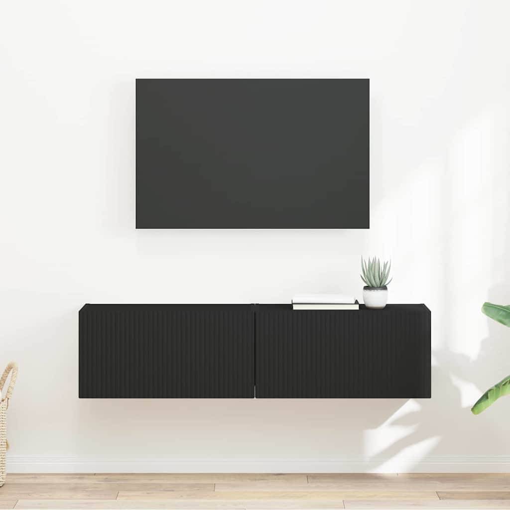 vidaXL TV-Wandschrank 2 pcs Schwarz 60 x 31 x 29,5 cm Holzwerkstoff
