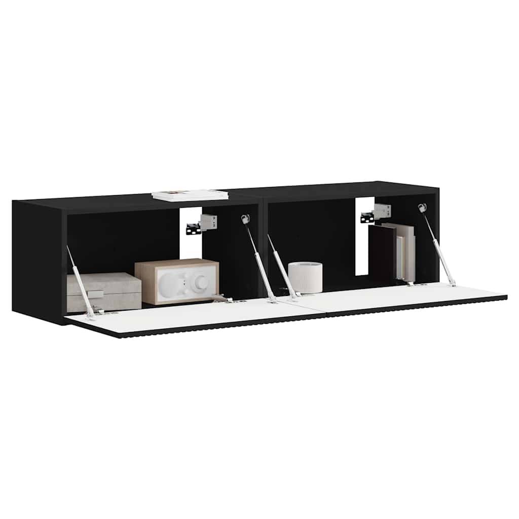 vidaXL TV-Wandschrank 2 pcs Schwarz 60 x 31 x 29,5 cm Holzwerkstoff