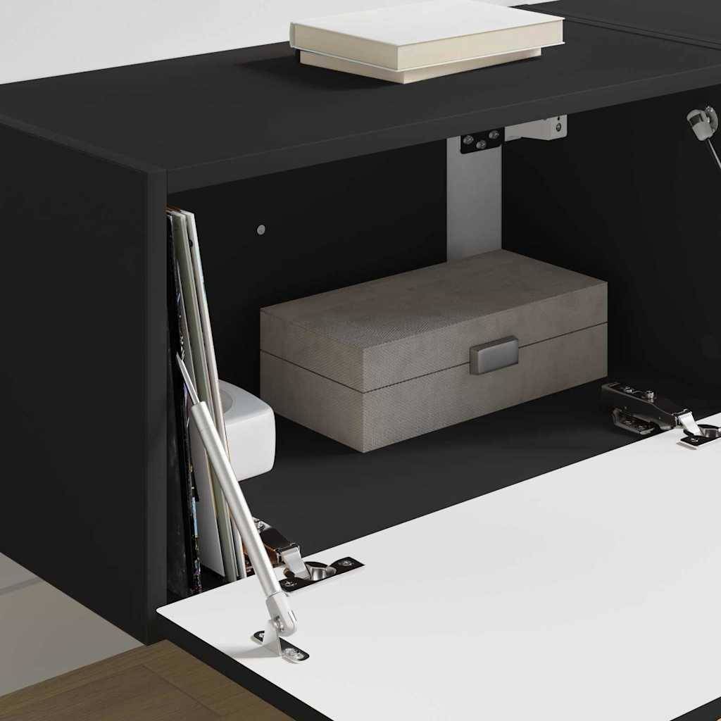 vidaXL TV-Wandschrank 2 pcs Schwarz 60 x 31 x 29,5 cm Holzwerkstoff