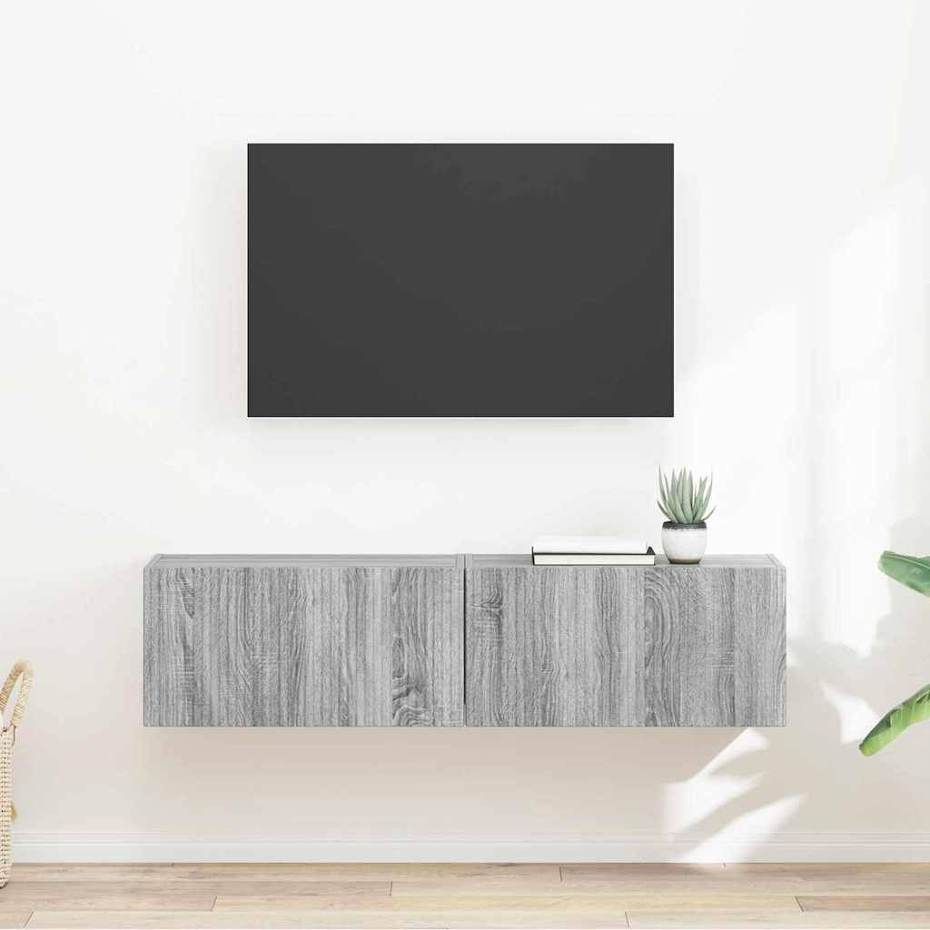 vidaXL TV-Wandschrank 2 pcs Graues Sonoma 60 x 31 x 29,5 cm