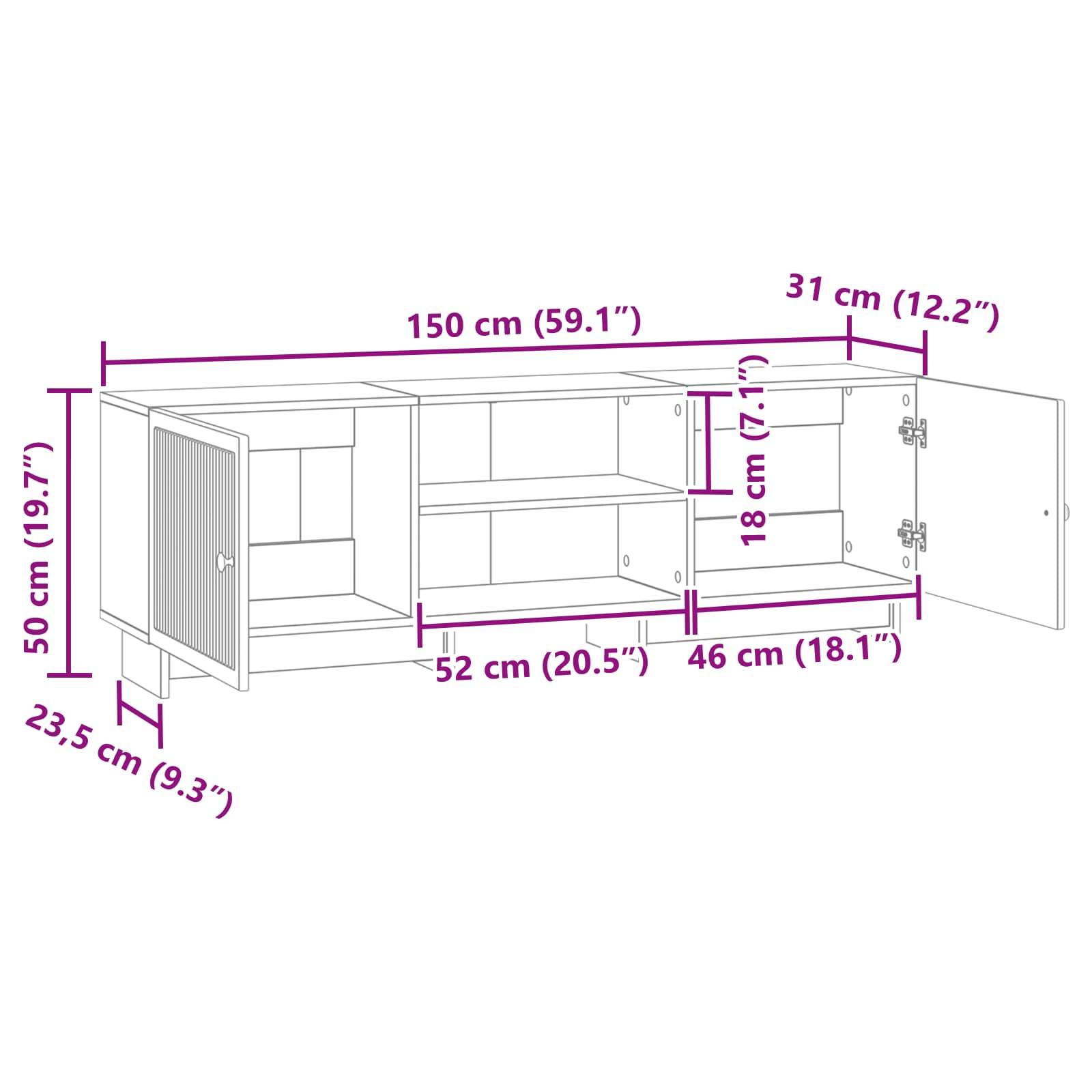 vidaXL TV-Schränk Weiß 150 x 31 x 50 cm Holzwerkstoff