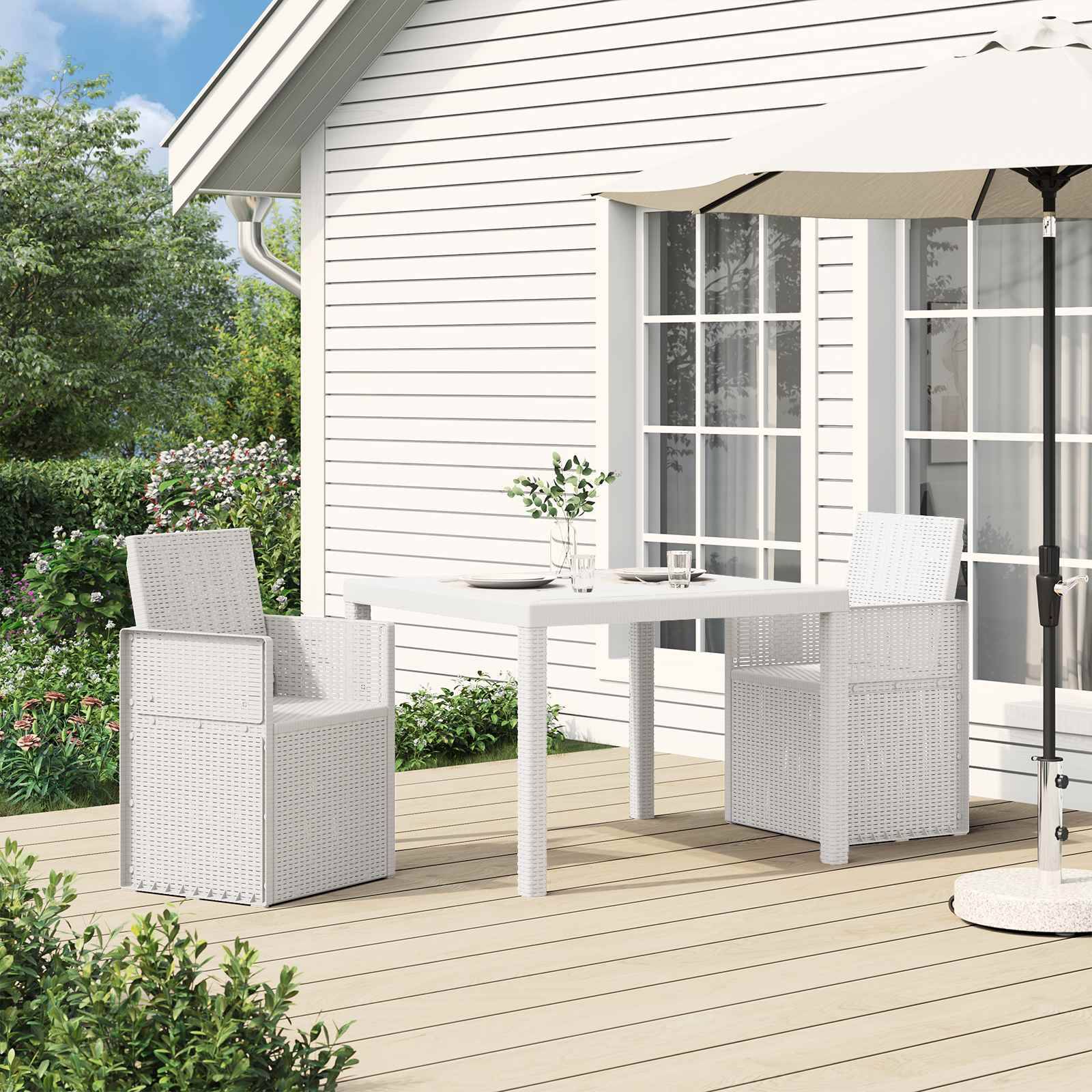 vidaXL Garten Esszimmerstühle 2 pcs Weiß PP