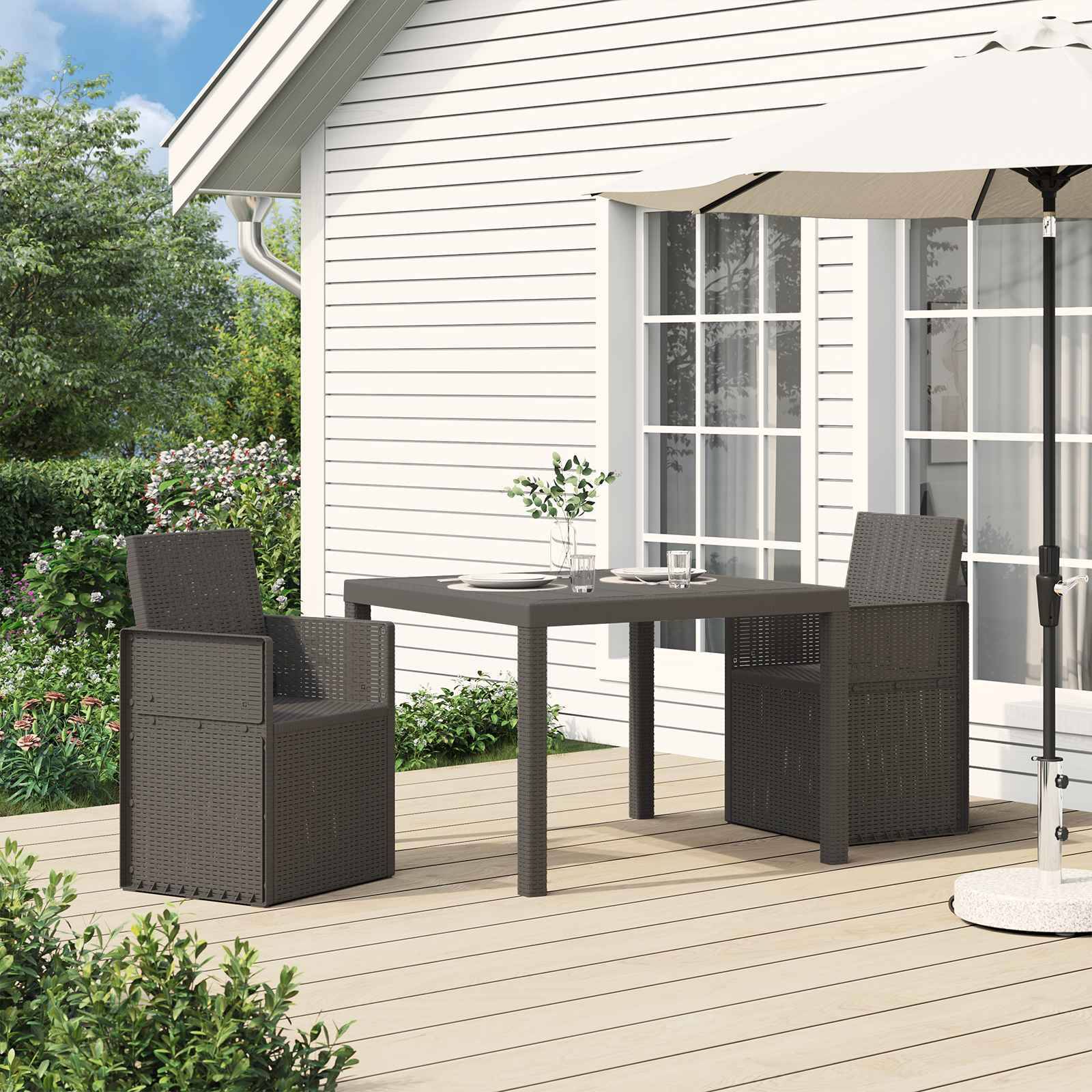 vidaXL Garten Esszimmerstühle 2 pcs Hellgrau PP