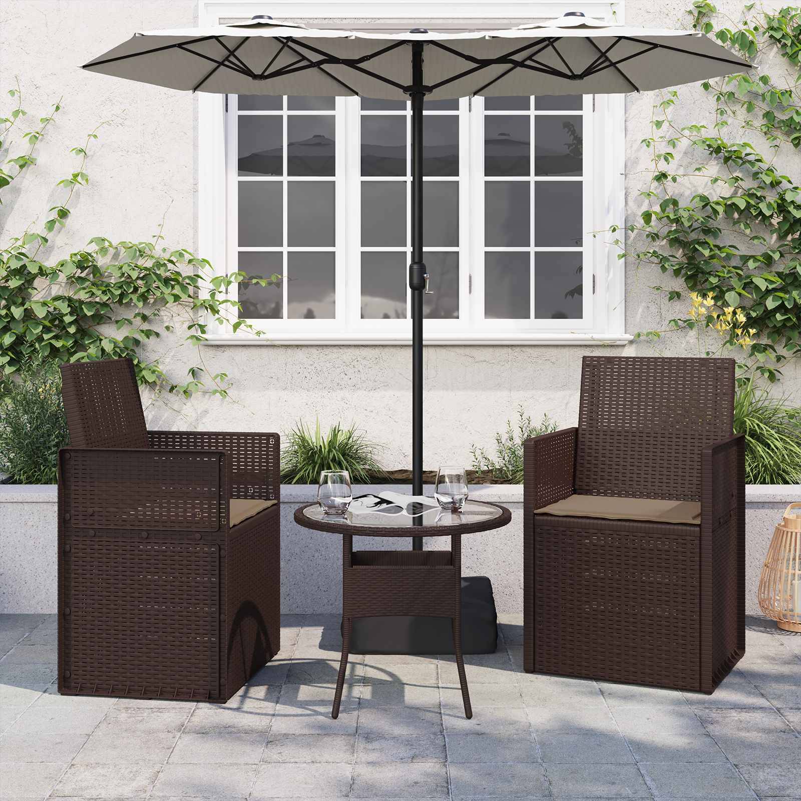 vidaXL Sitzkissen 2 pcs Taupe 47 x 36 x 2 cm Polyester