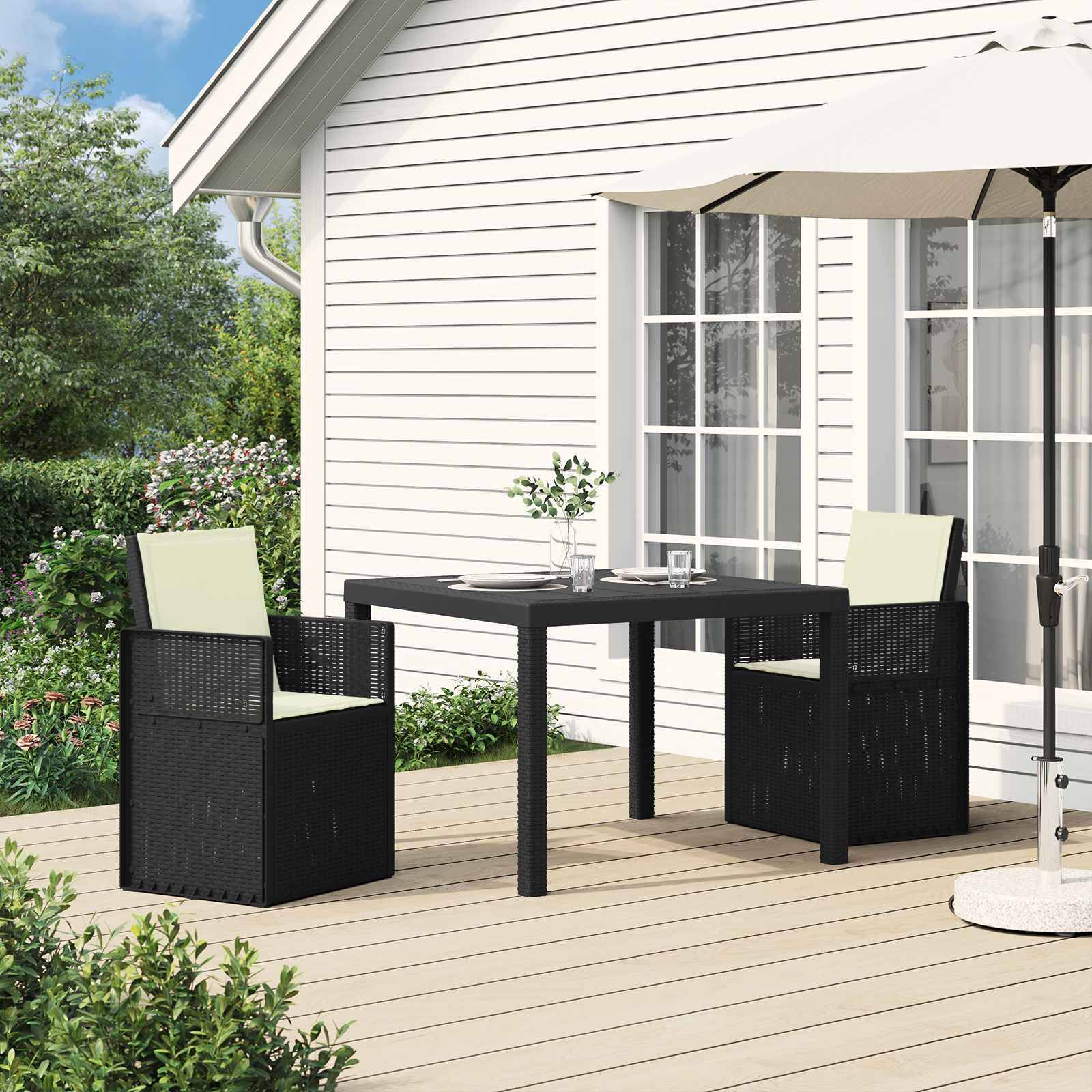 vidaXL Garten Essgruppe mit Kissen 3 pcs Anthrazit und Creme PP