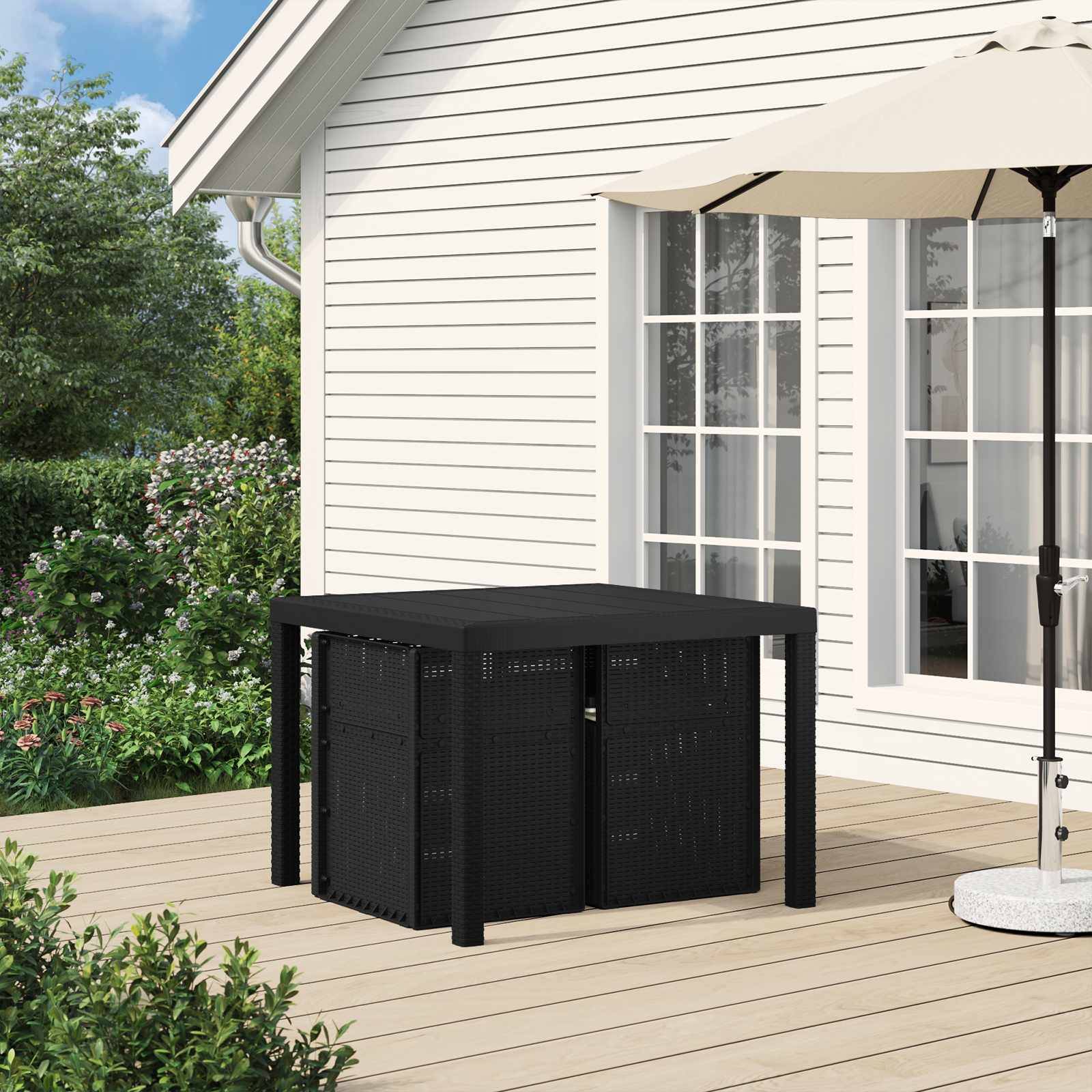 vidaXL Garten Essgruppe mit Kissen 3 pcs Anthrazit und Creme PP
