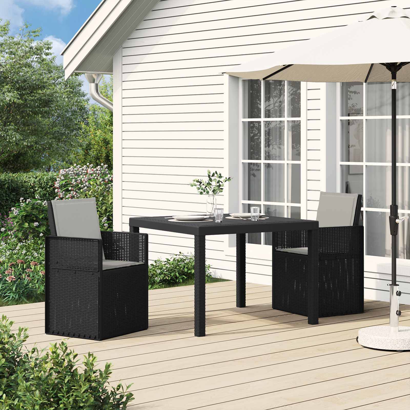 vidaXL Garten Esszimmerstühle 2 pcs Anthrazit und Hellgrau PP