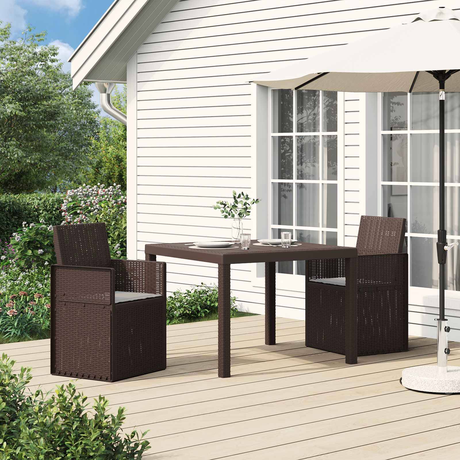 vidaXL Garten Esszimmerstühle 2 pcs Braun und Hellgrau PP