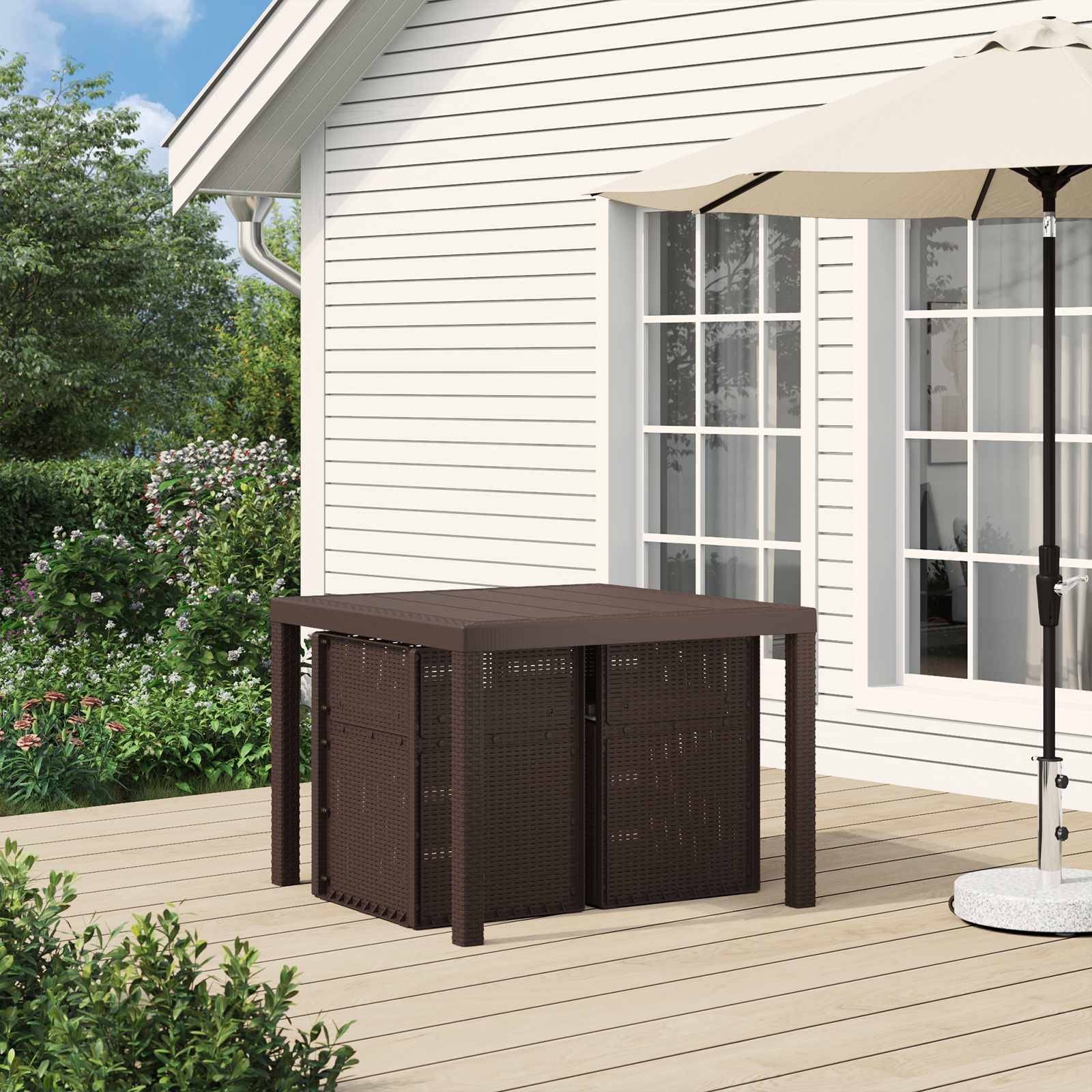 vidaXL Garten Esszimmerstühle 2 pcs Braun und Hellgrau PP
