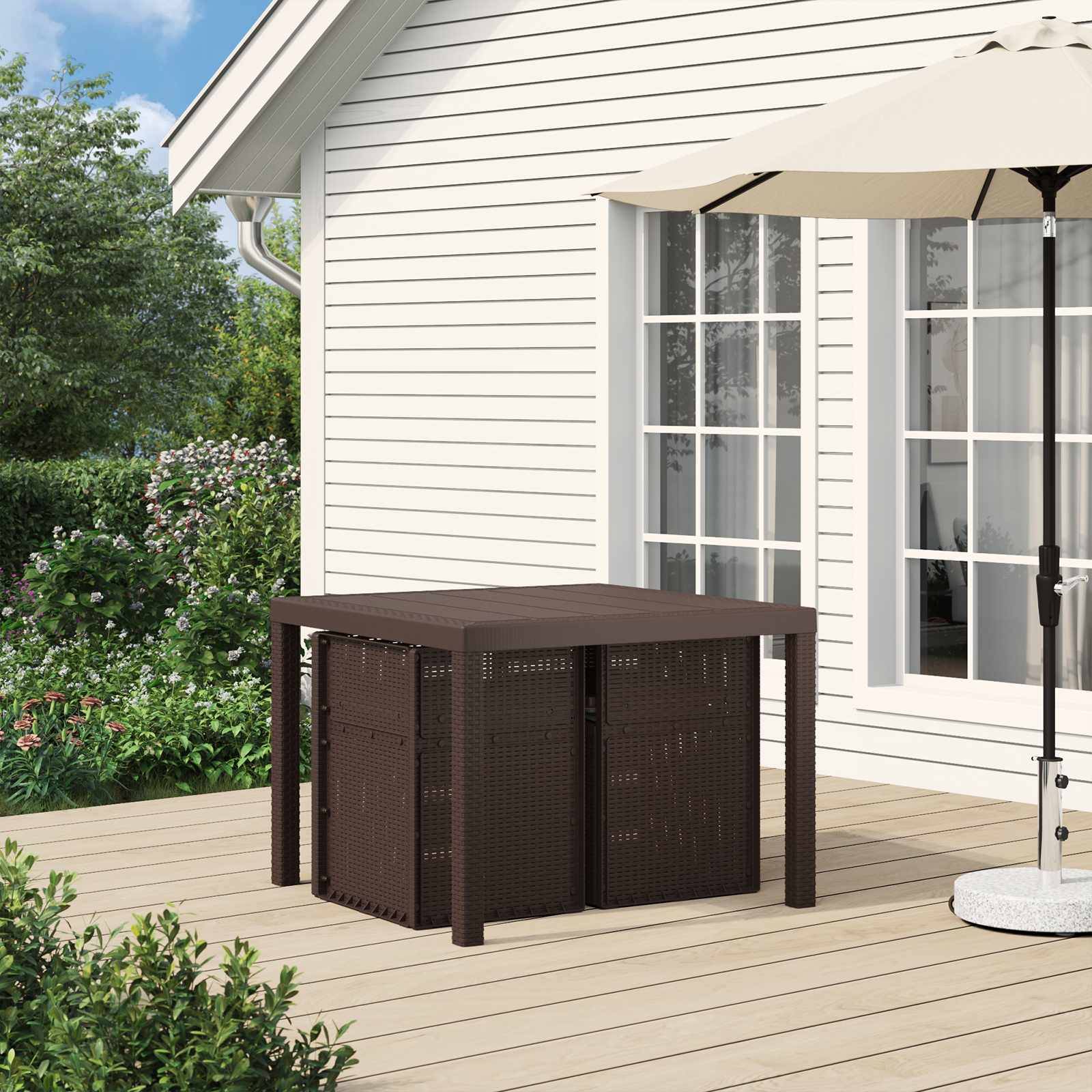 vidaXL Garten Essgruppe mit Kissen 3 pcs Braun und Anthrazit PP