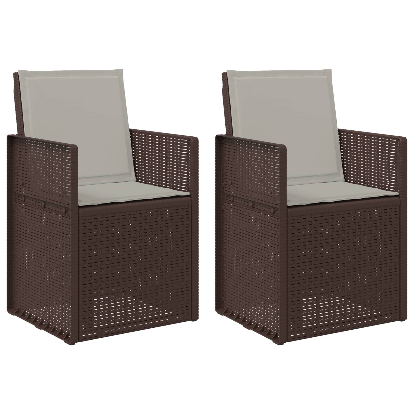 vidaXL Garten Esszimmerstühle 2 pcs Braun und Hellgrau PP