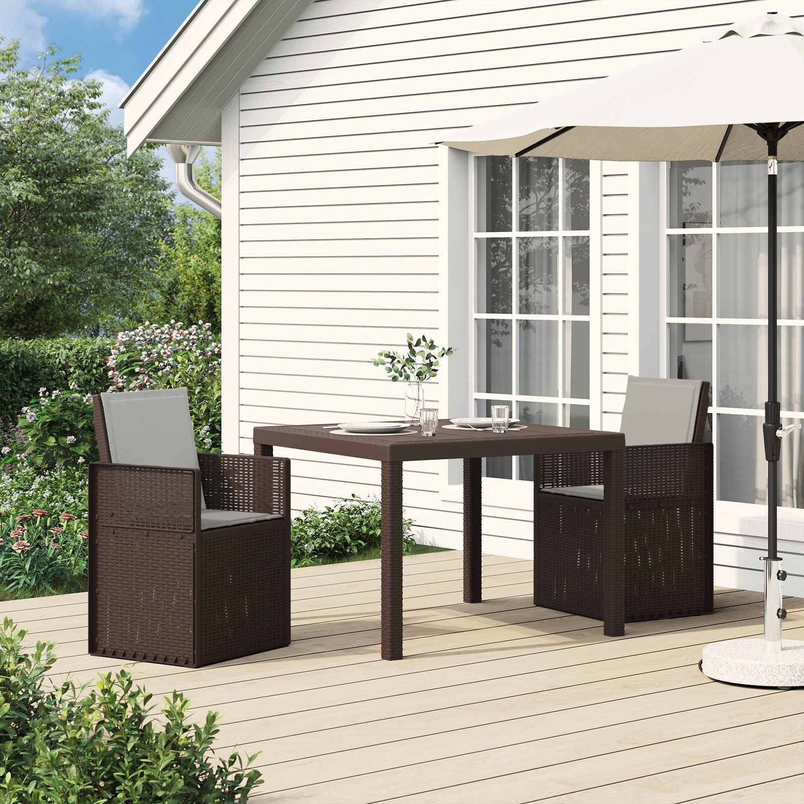 vidaXL Garten Esszimmerstühle 2 pcs Braun und Hellgrau PP