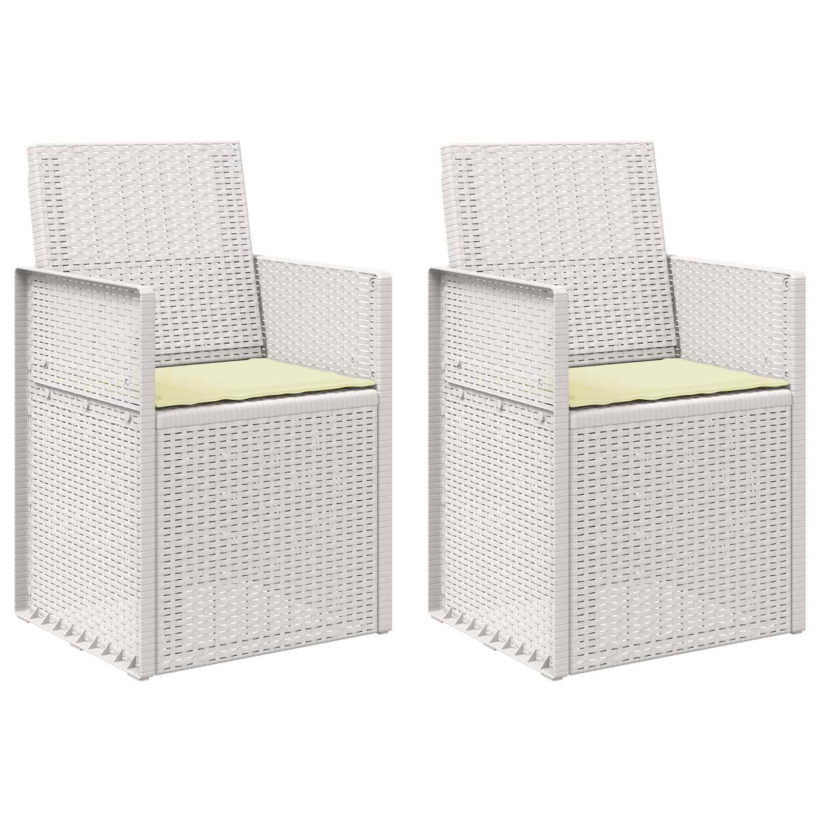 vidaXL Garten Esszimmerstühle 2 pcs Weiß und Creme PP