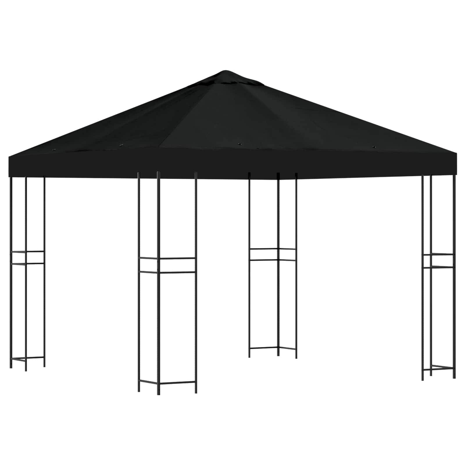 vidaXL Pavillon 3 x 3 m Schwarz Polyester und Stahl 190