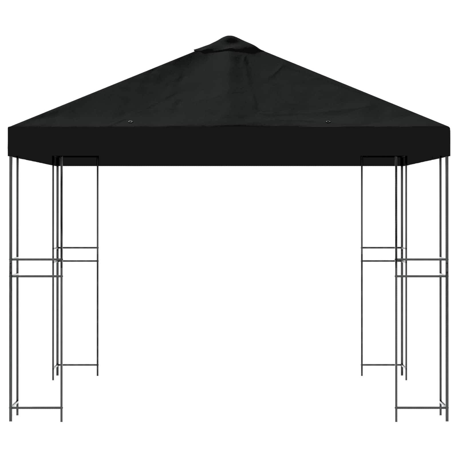 vidaXL Pavillon 3 x 3 m Schwarz Polyester und Stahl 190