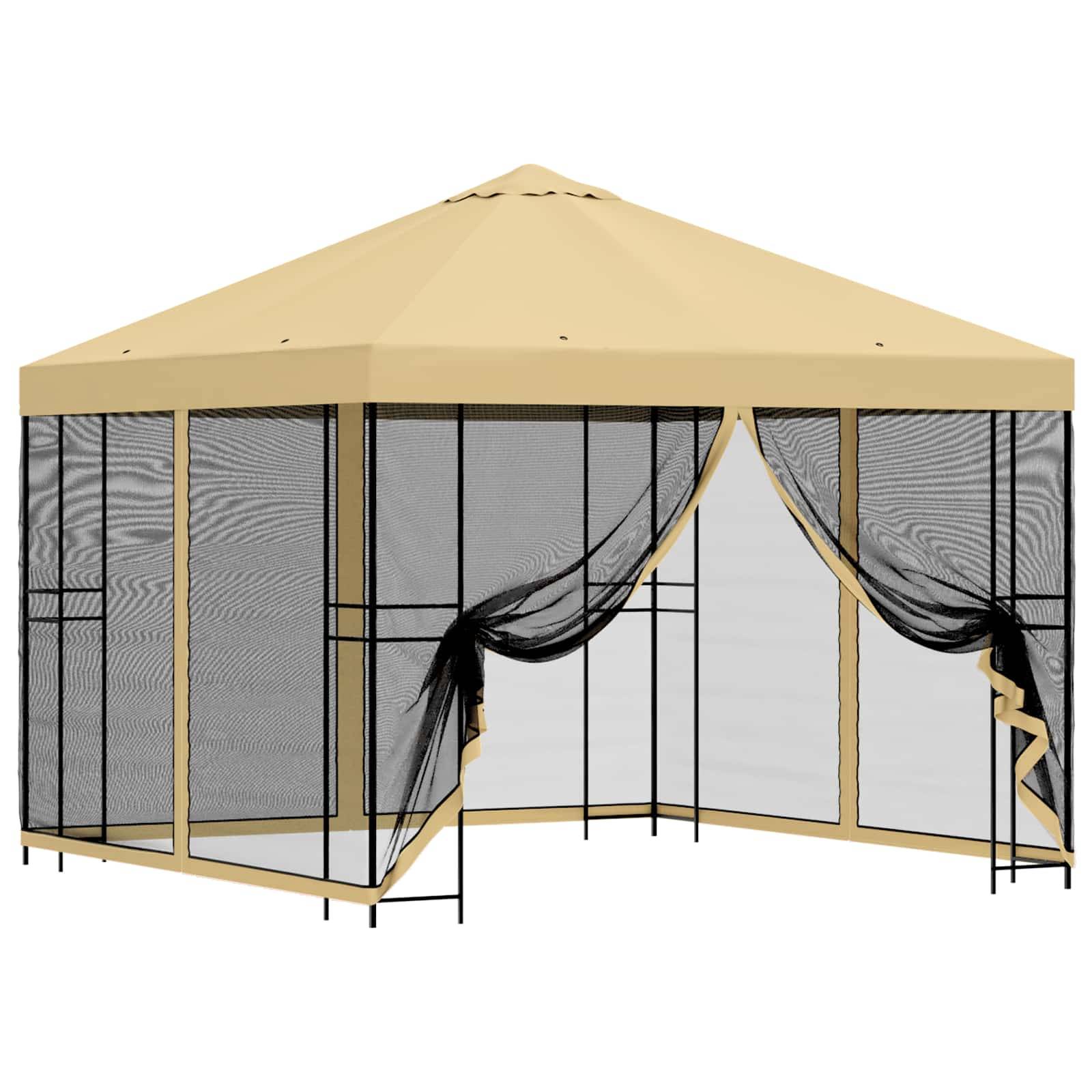 vidaXL Garten Pavillon mit Seitenwänden 3 x 3 m Creme