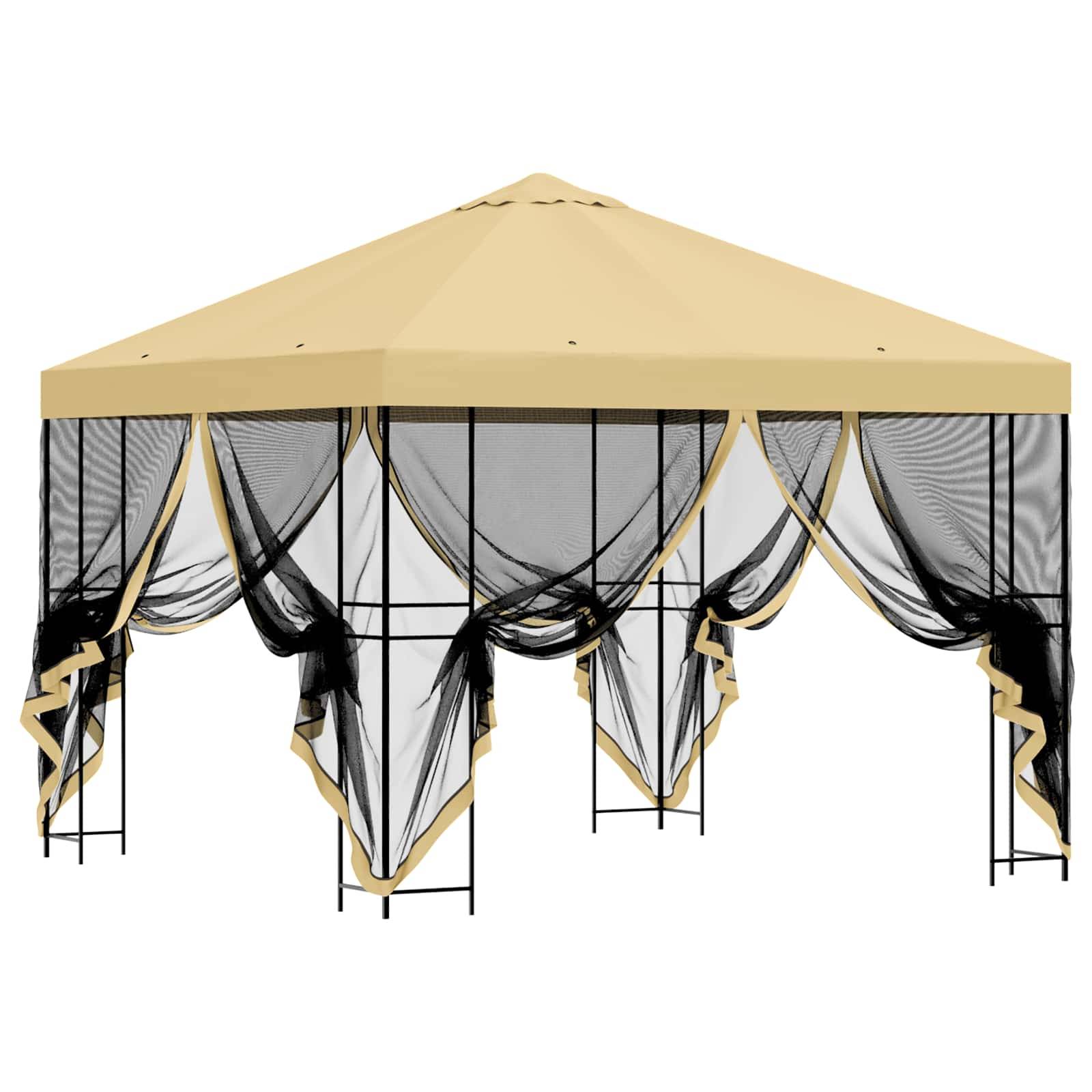 vidaXL Garten Pavillon mit Seitenwänden 3 x 3 m Creme