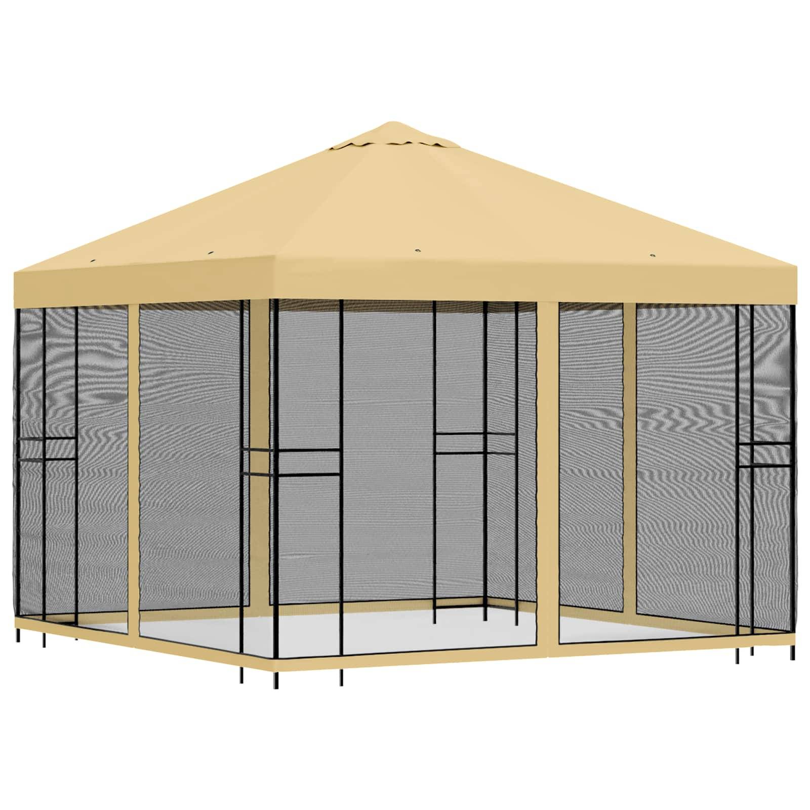 vidaXL Garten Pavillon mit Seitenwänden 3 x 3 m Creme