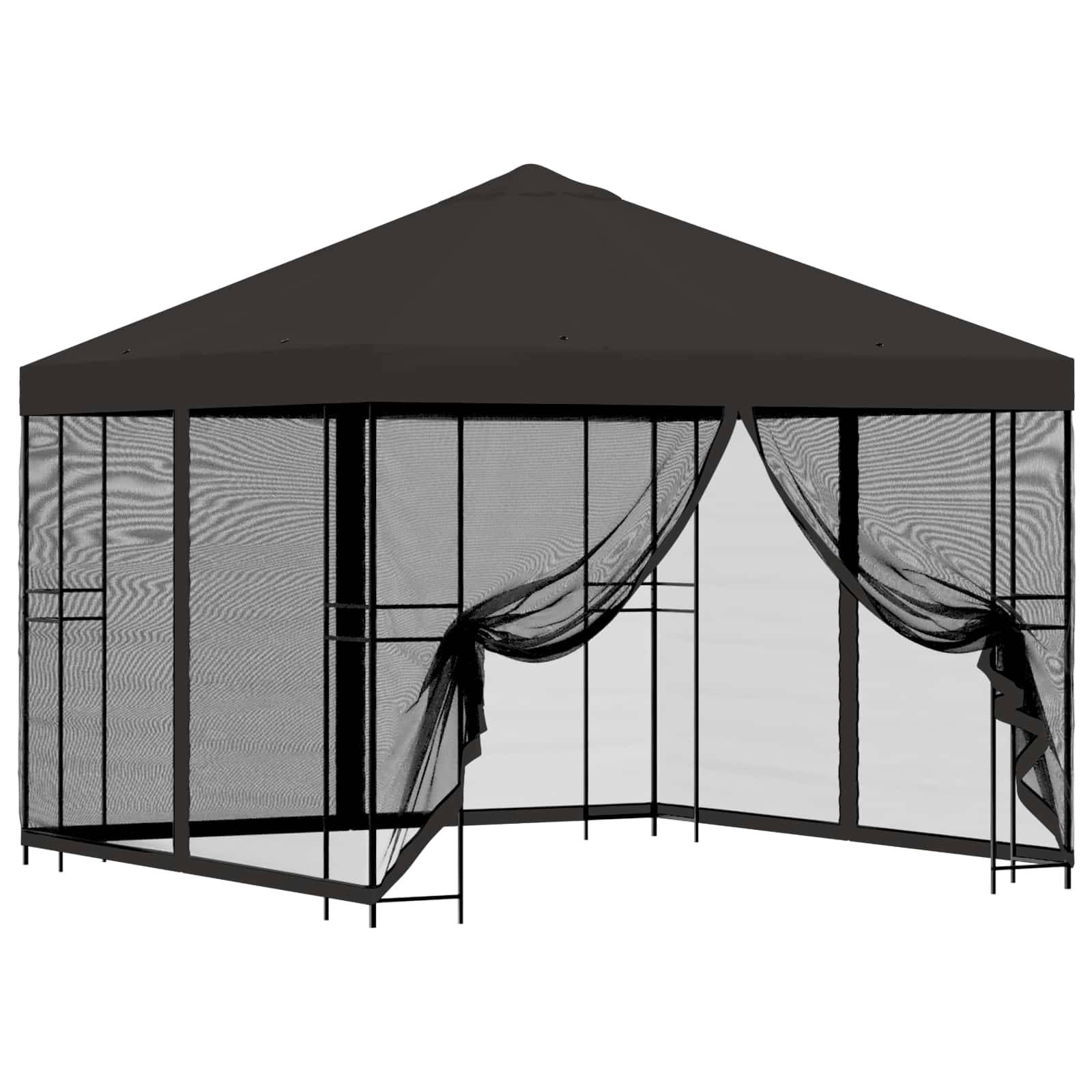vidaXL Garten Pavillon mit Seitenwänden 3 x 3 m Anthrazit
