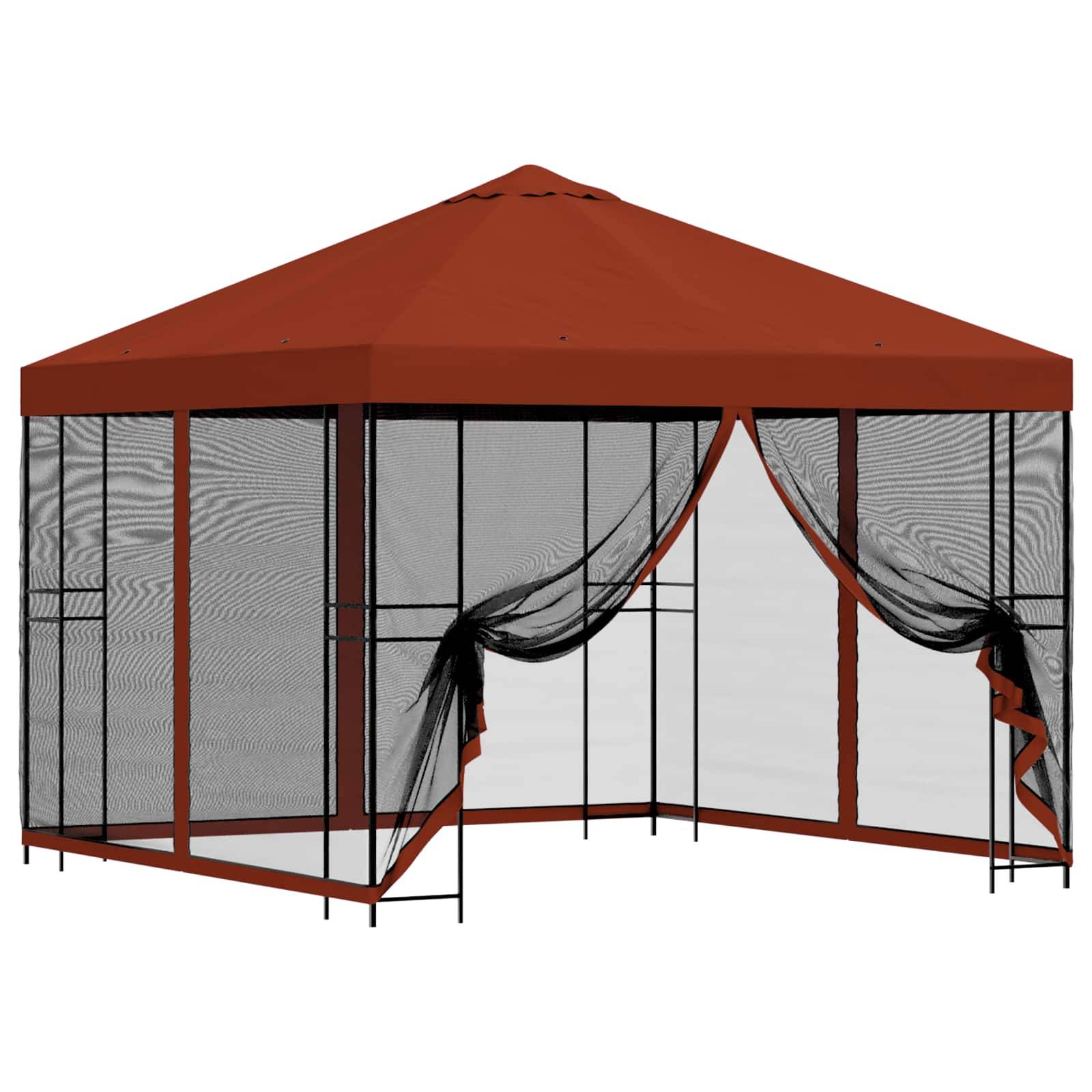 vidaXL Garten Pavillon mit Seitenwänden 3 x 3 m Terrakotta