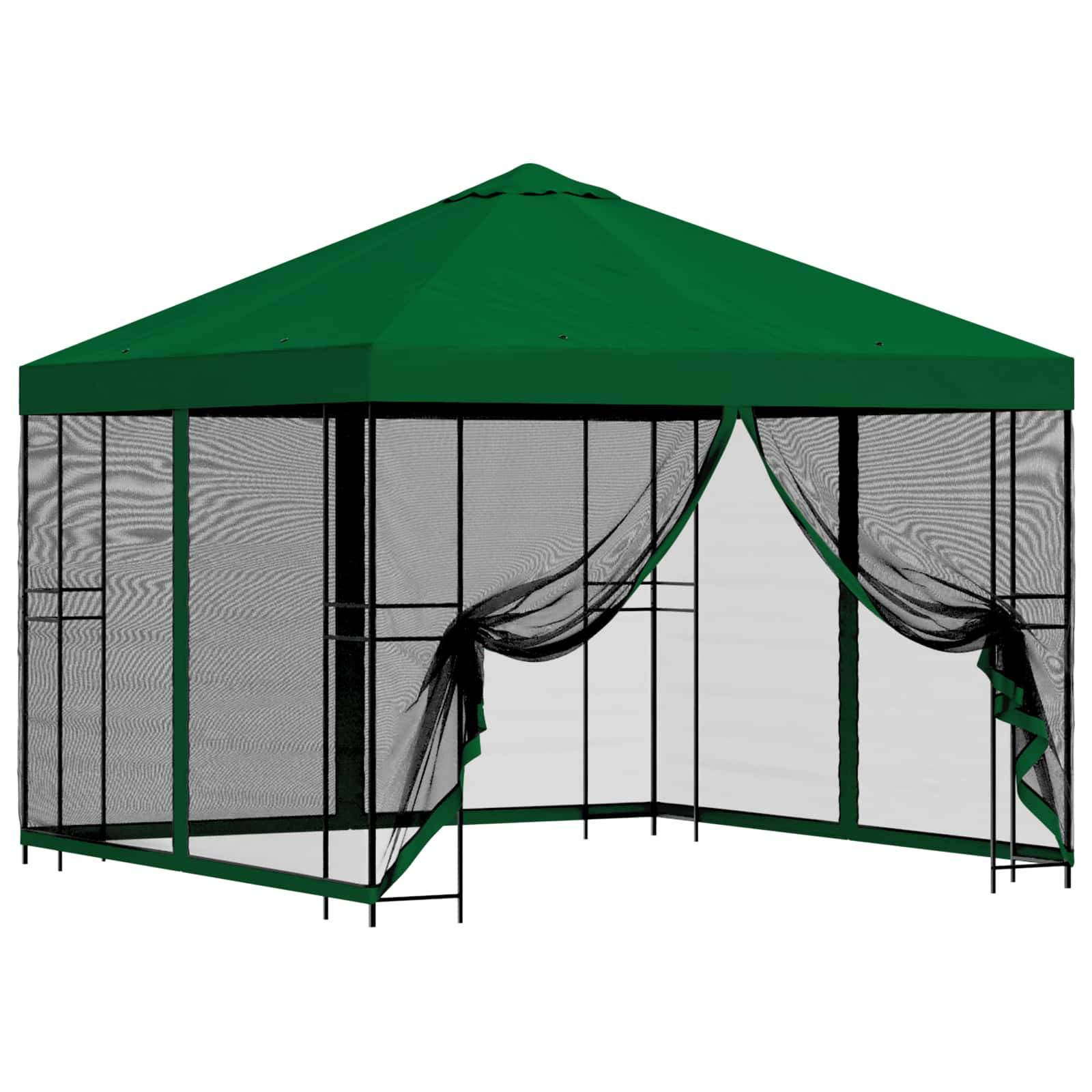 vidaXL Garten Pavillon mit Seitenwänden 3 x 3 m Grün