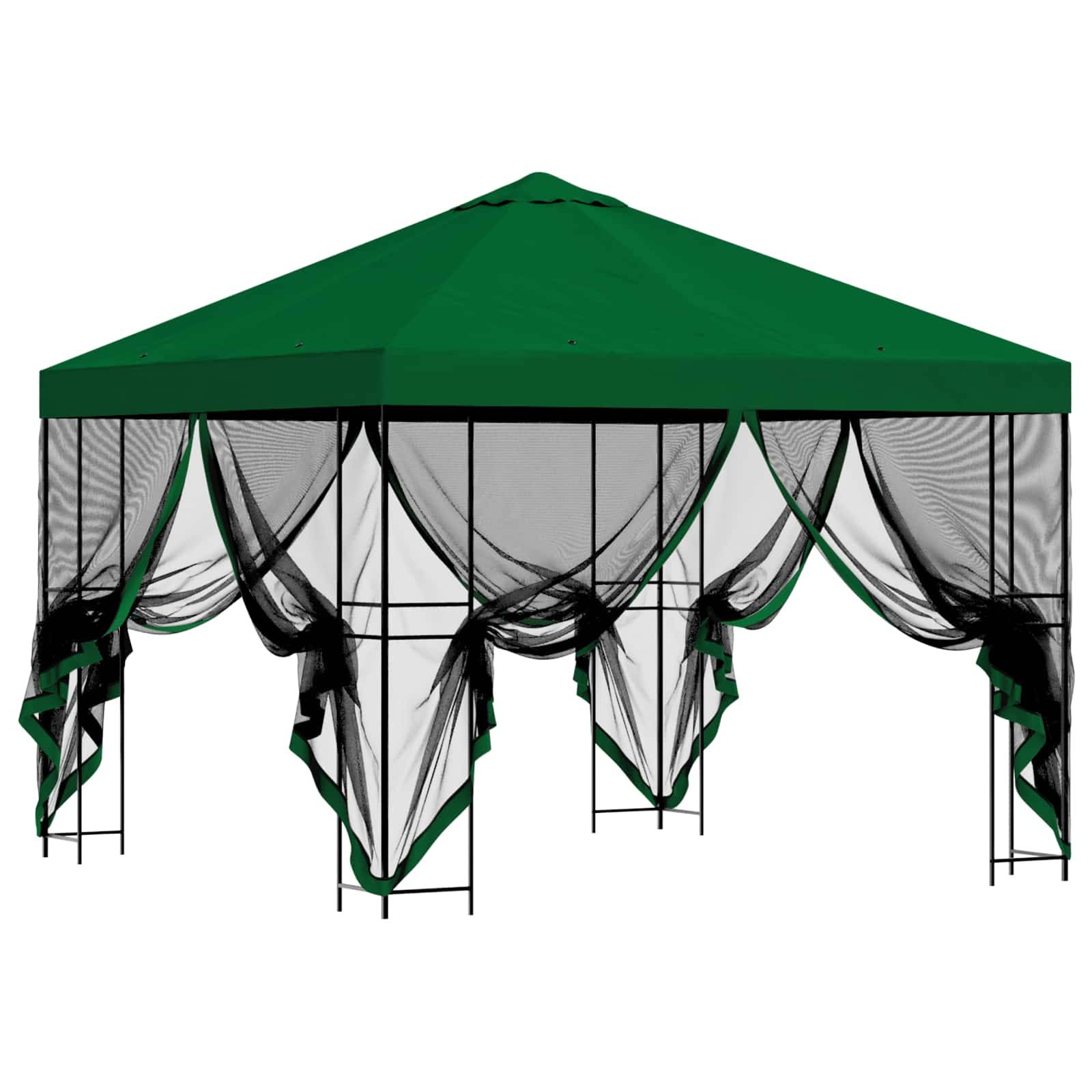 vidaXL Garten Pavillon mit Seitenwänden 3 x 3 m Grün