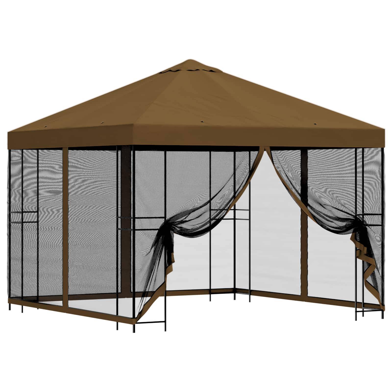 vidaXL Garten Pavillon mit Seitenwänden 3 x 3 m Taupe