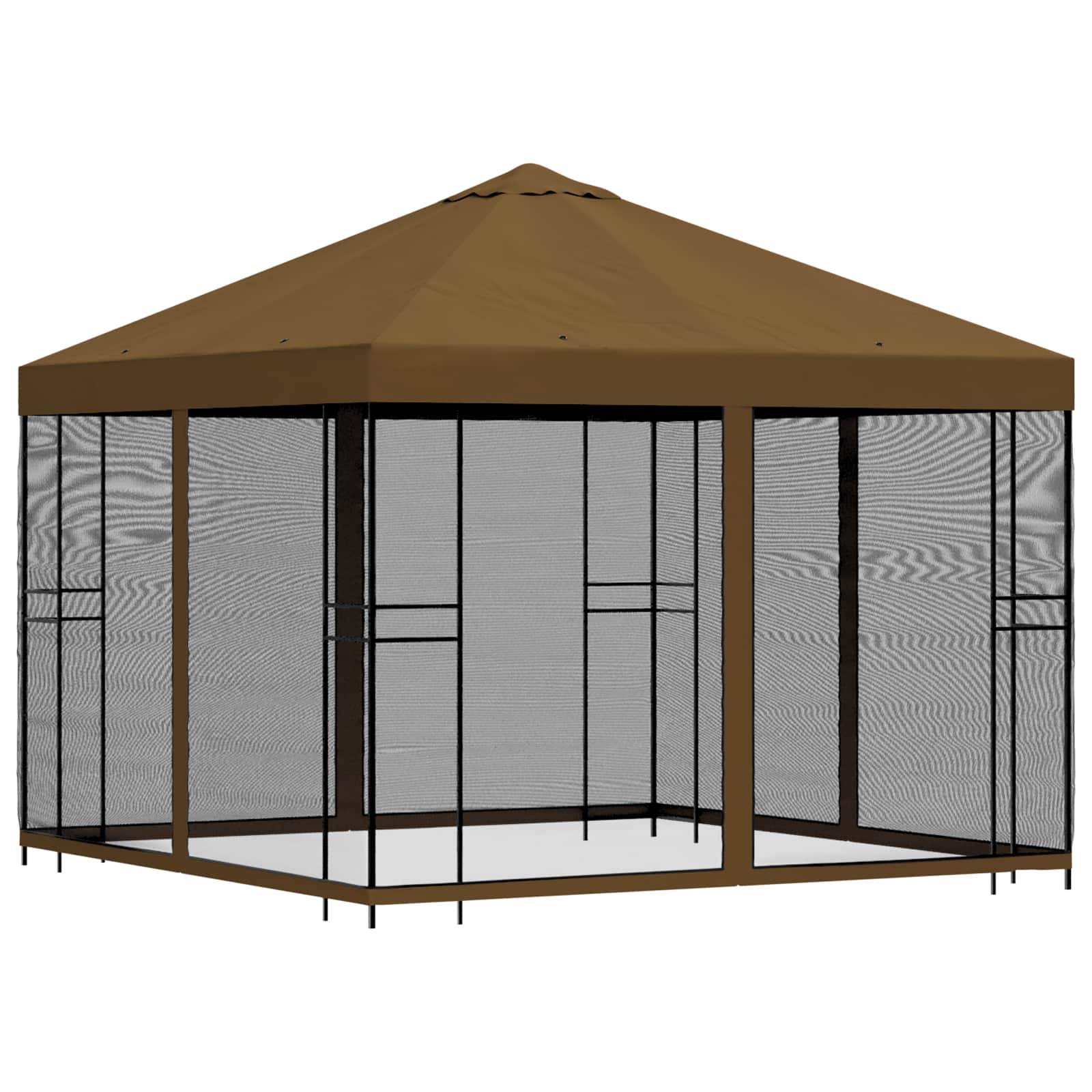 vidaXL Garten Pavillon mit Seitenwänden 3 x 3 m Taupe